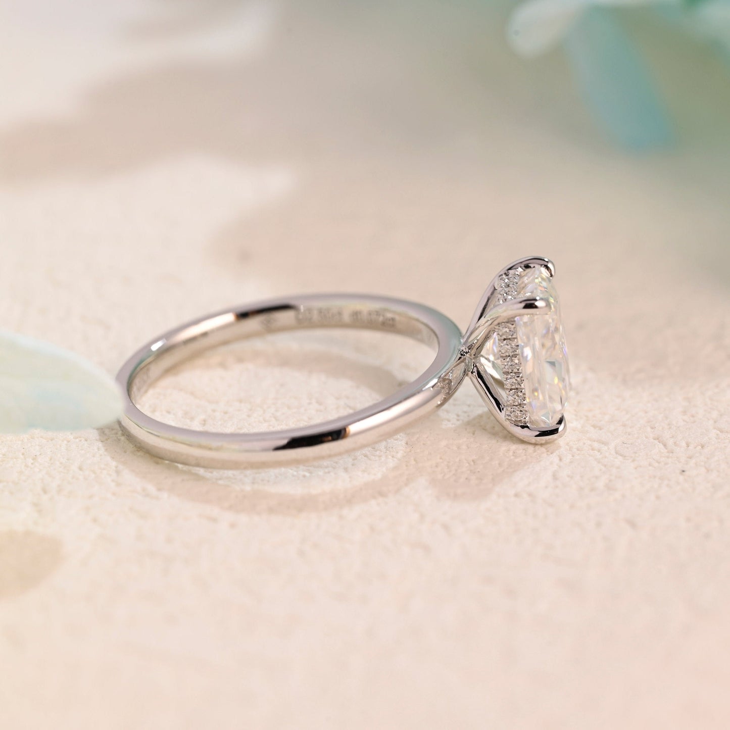 CausYou Radiant Cut Moissanite Engagement Ring Solid Gold Crushed Ice Radiant Cut Moissanite Engagement Ring, Promise Ring, Proposal Ring
