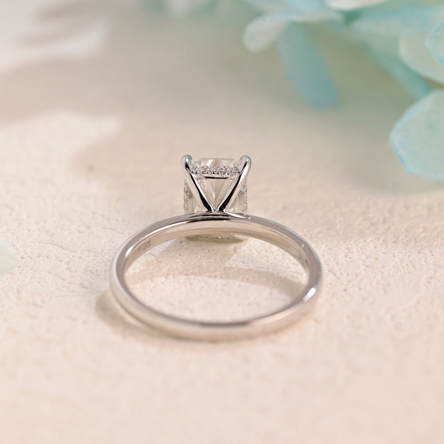 CausYou Radiant Cut Moissanite Engagement Ring Solid Gold Crushed Ice Radiant Cut Moissanite Engagement Ring, Promise Ring, Proposal Ring