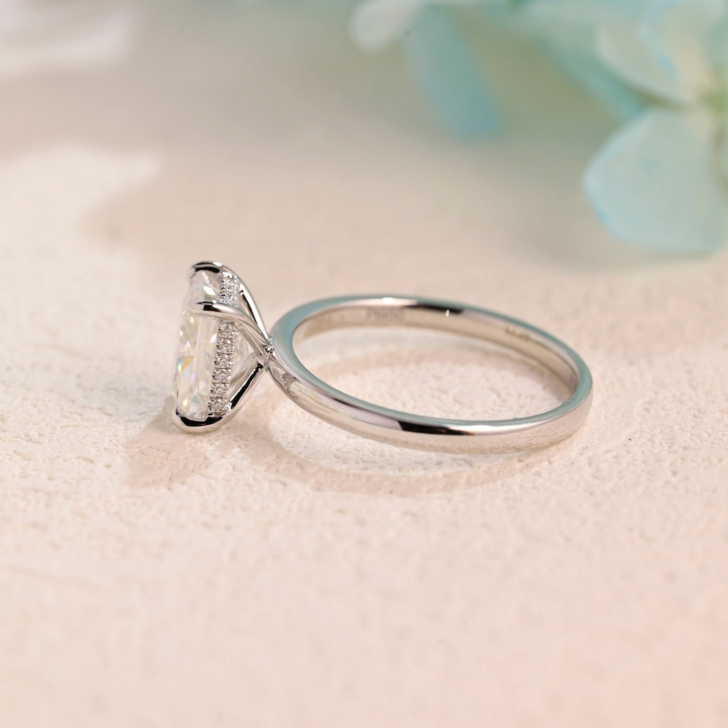 CausYou Radiant Cut Moissanite Engagement Ring Solid Gold Crushed Ice Radiant Cut Moissanite Engagement Ring, Promise Ring, Proposal Ring