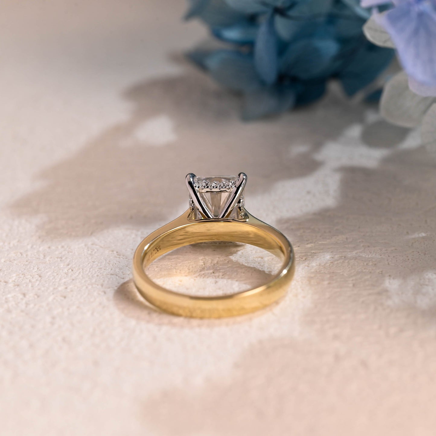 CausYou Radiant Cut Moissanite Engagement Ring Solid Gold Hidden Halo Radiant Cut Moissanite Engagement Ring