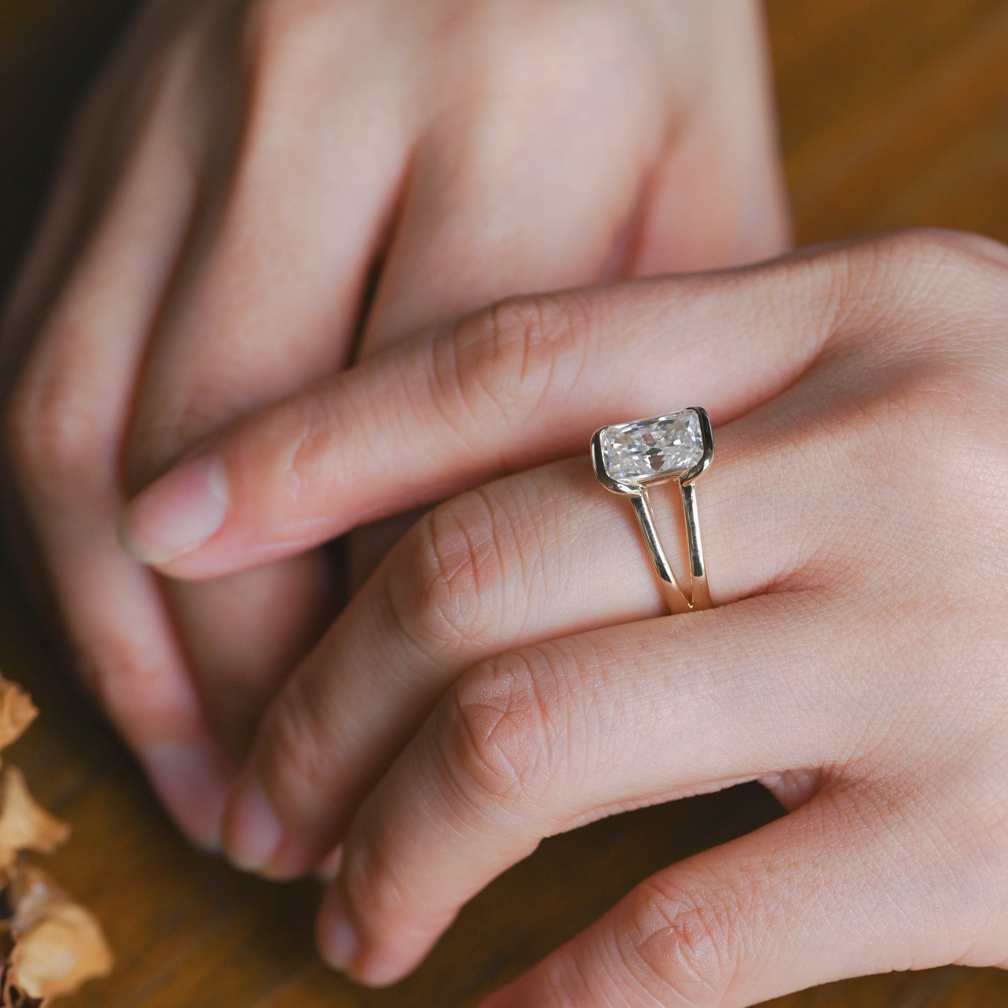 CausYou Radiant Cut Moissanite Engagement Ring Solid Gold Radiant Cut Moissanite Engagement Ring
