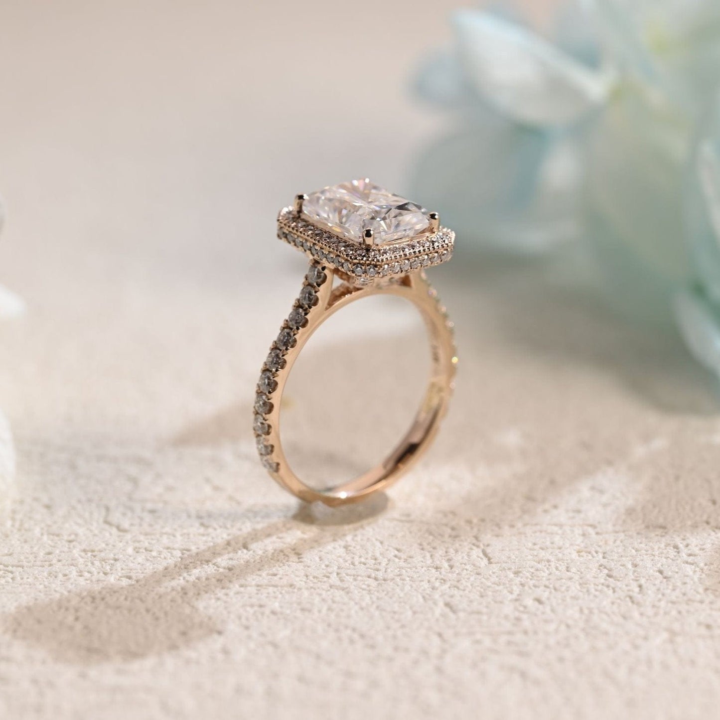 CausYou Radiant Cut Moissanite Engagement Ring Solid Gold Radiant Cut Moissanite Engagement Ring, Promise Ring, Proposal Ring