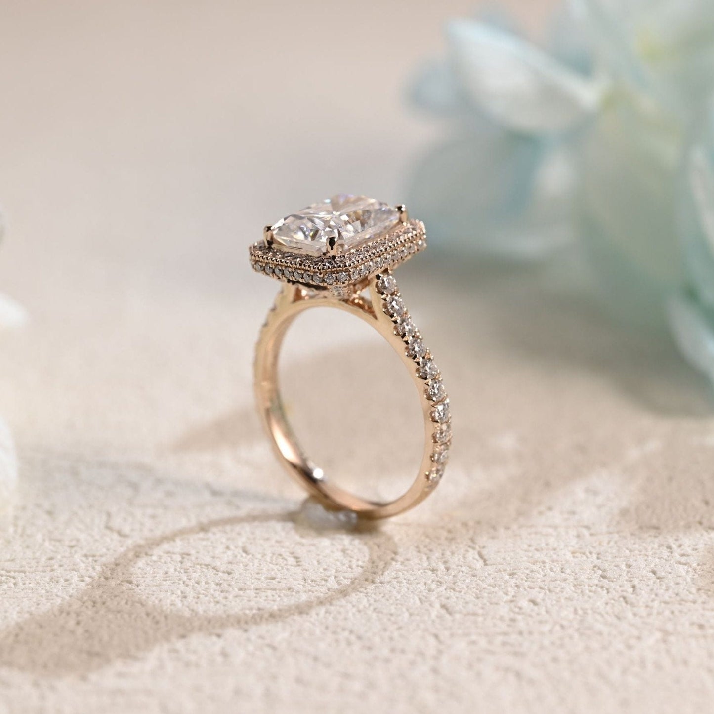 CausYou Radiant Cut Moissanite Engagement Ring Solid Gold Radiant Cut Moissanite Engagement Ring, Promise Ring, Proposal Ring
