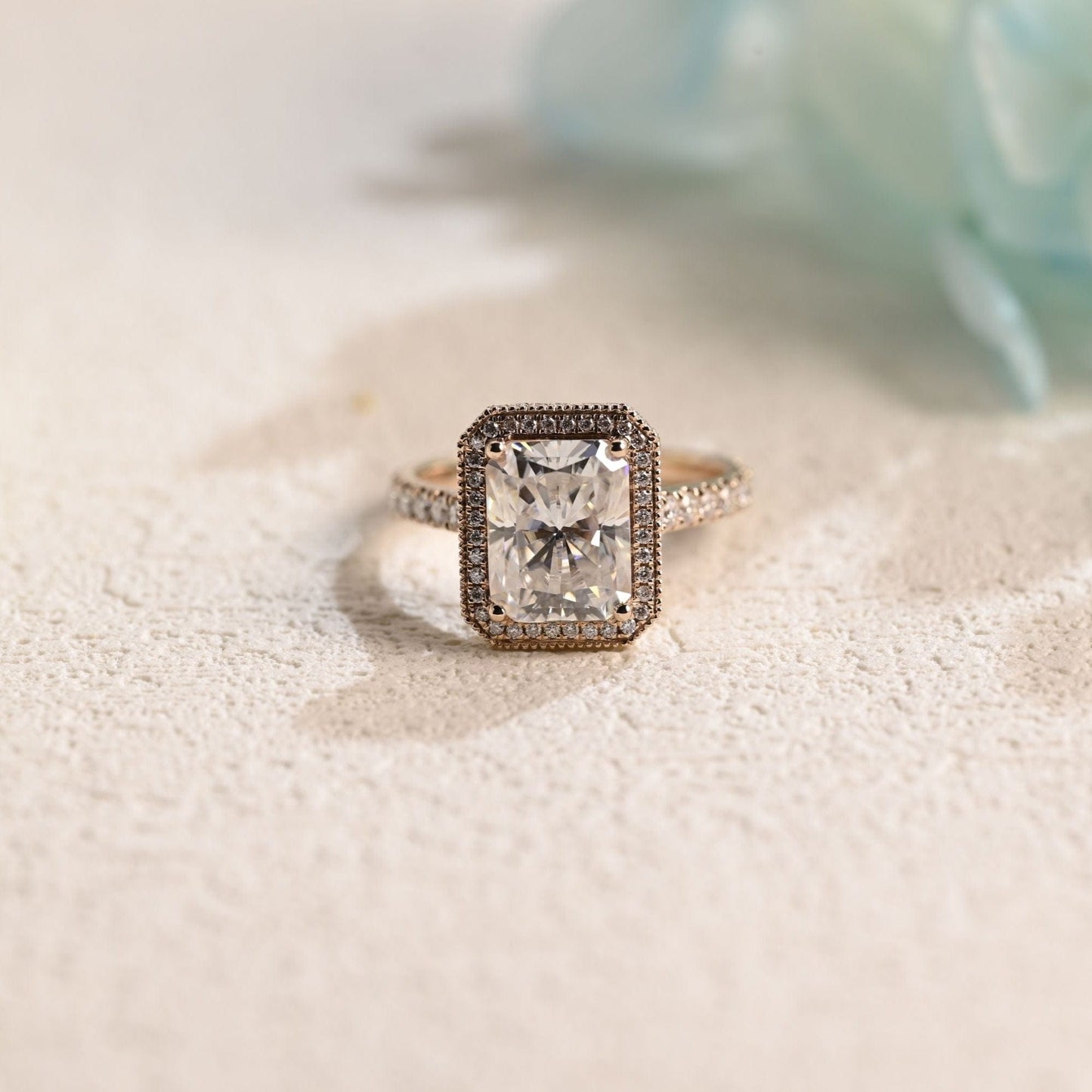 CausYou Radiant Cut Moissanite Engagement Ring Solid Gold Radiant Cut Moissanite Engagement Ring, Promise Ring, Proposal Ring