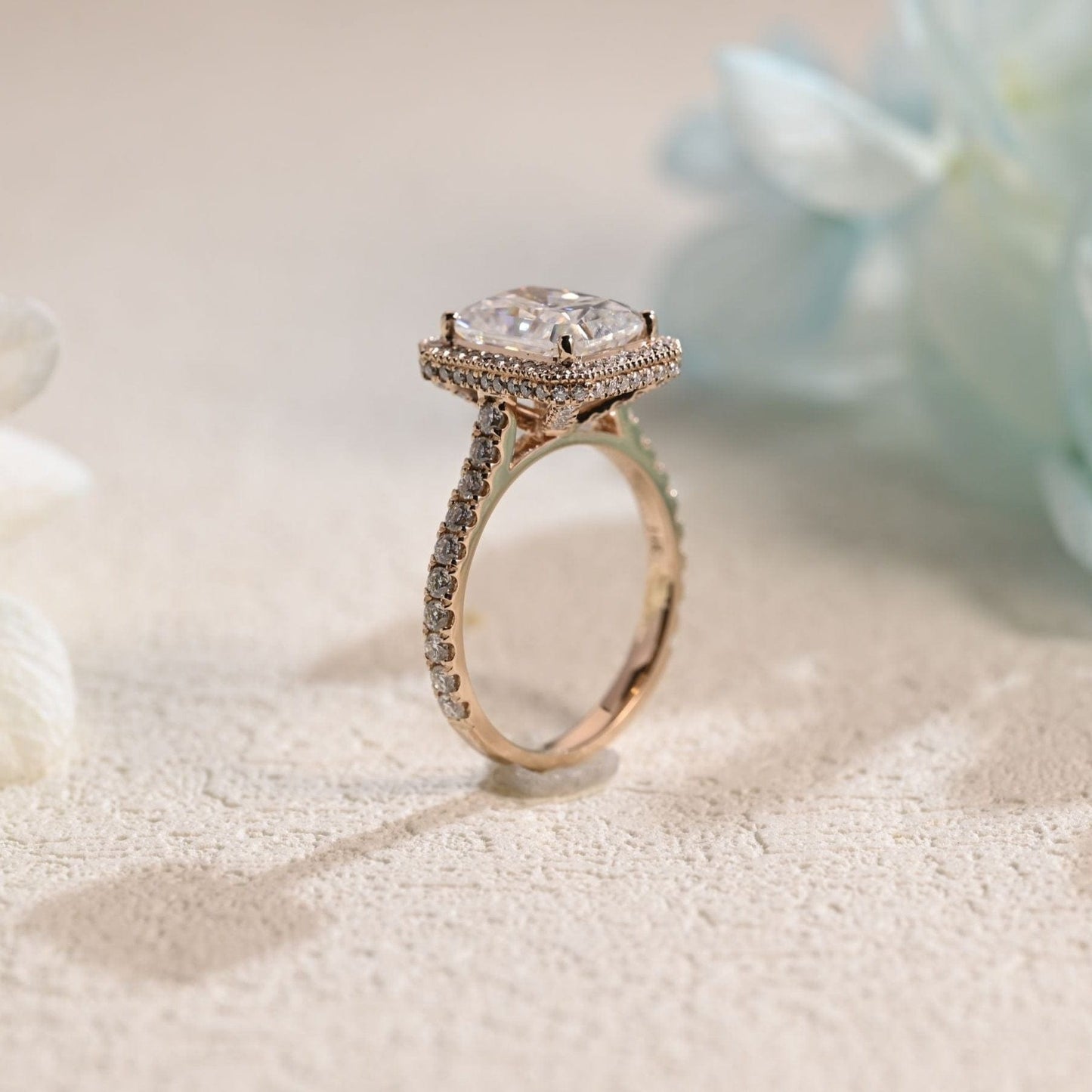 CausYou Radiant Cut Moissanite Engagement Ring Solid Gold Radiant Cut Moissanite Engagement Ring, Promise Ring, Proposal Ring