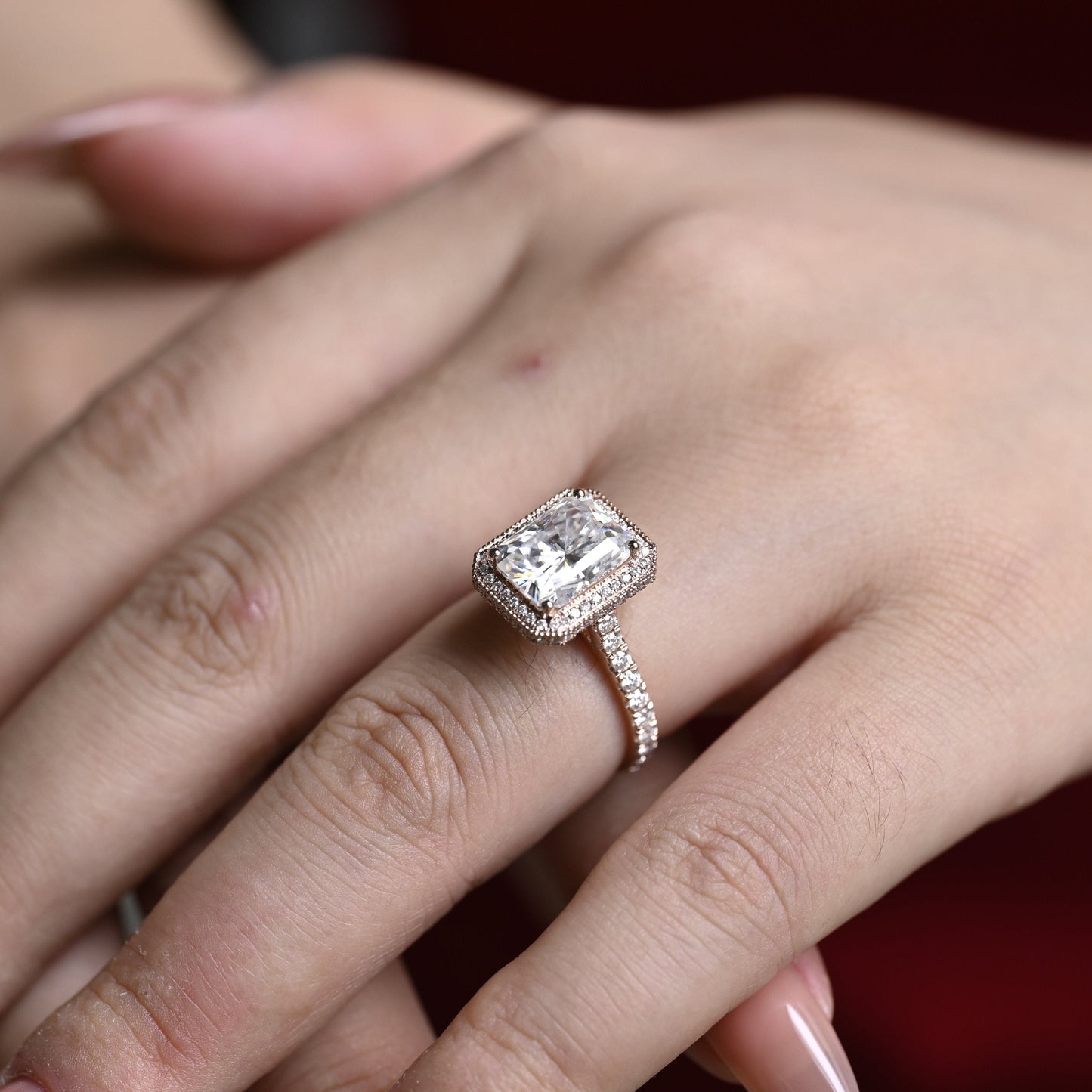 CausYou Radiant Cut Moissanite Engagement Ring Solid Gold Radiant Cut Moissanite Engagement Ring, Promise Ring, Proposal Ring