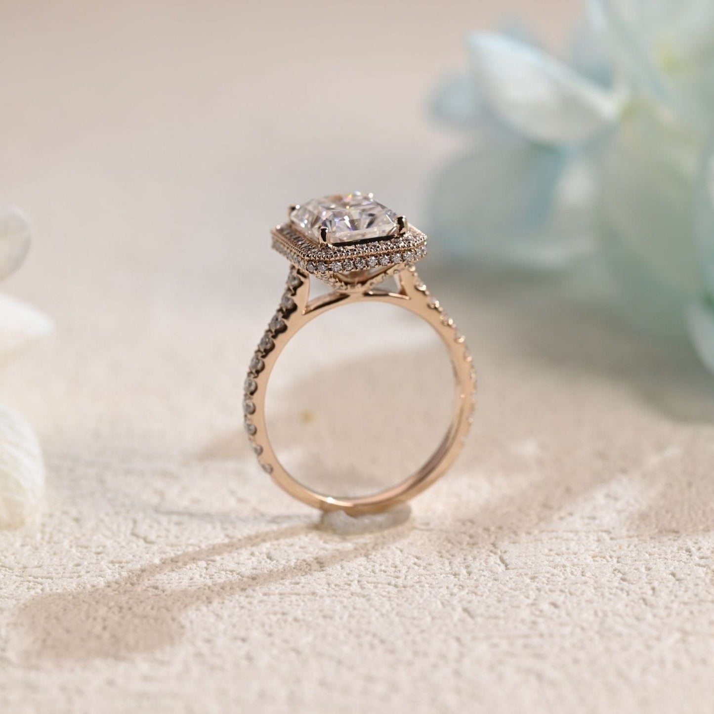 CausYou Radiant Cut Moissanite Engagement Ring Solid Gold Radiant Cut Moissanite Engagement Ring, Promise Ring, Proposal Ring