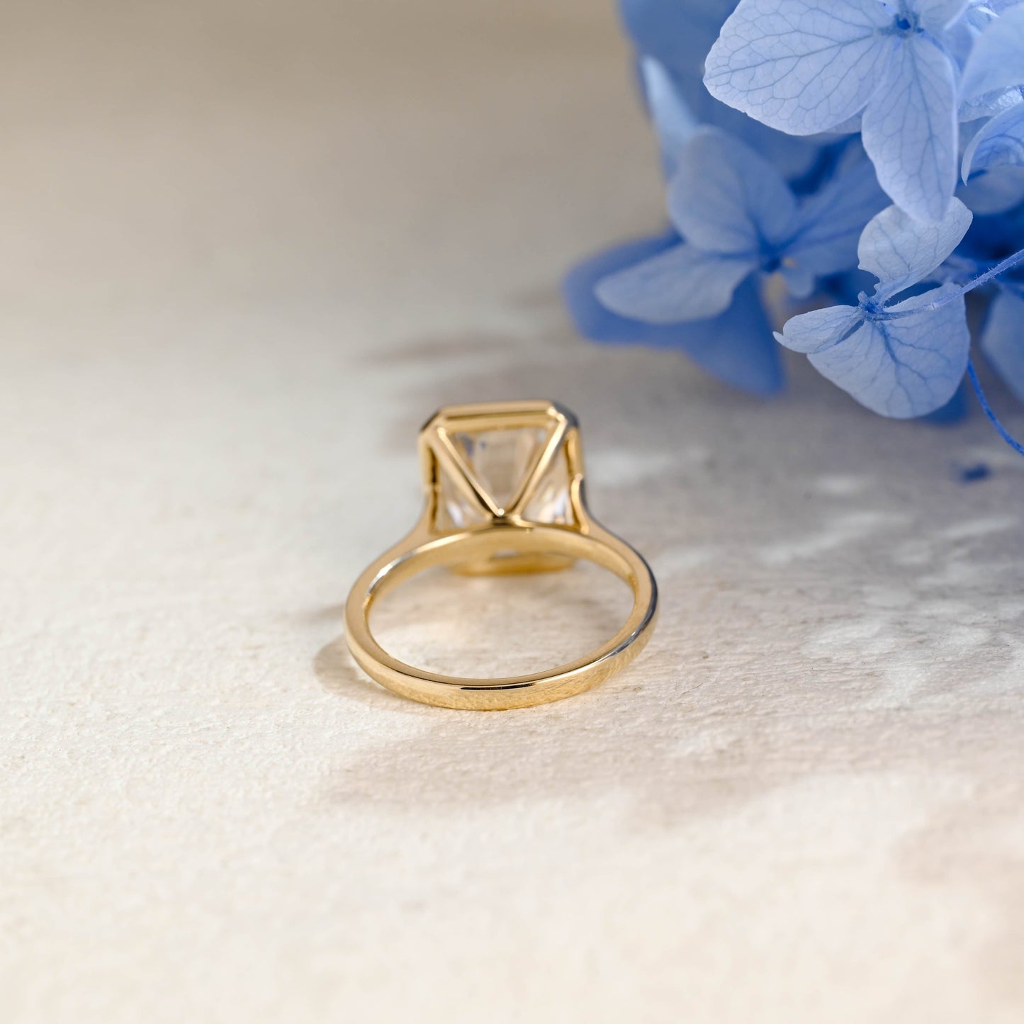 CausYou Radiant Cut Moissanite Engagement Ring Solid Gold Solitaire Bezel Radiant Cut Moissanite Engagement Ring