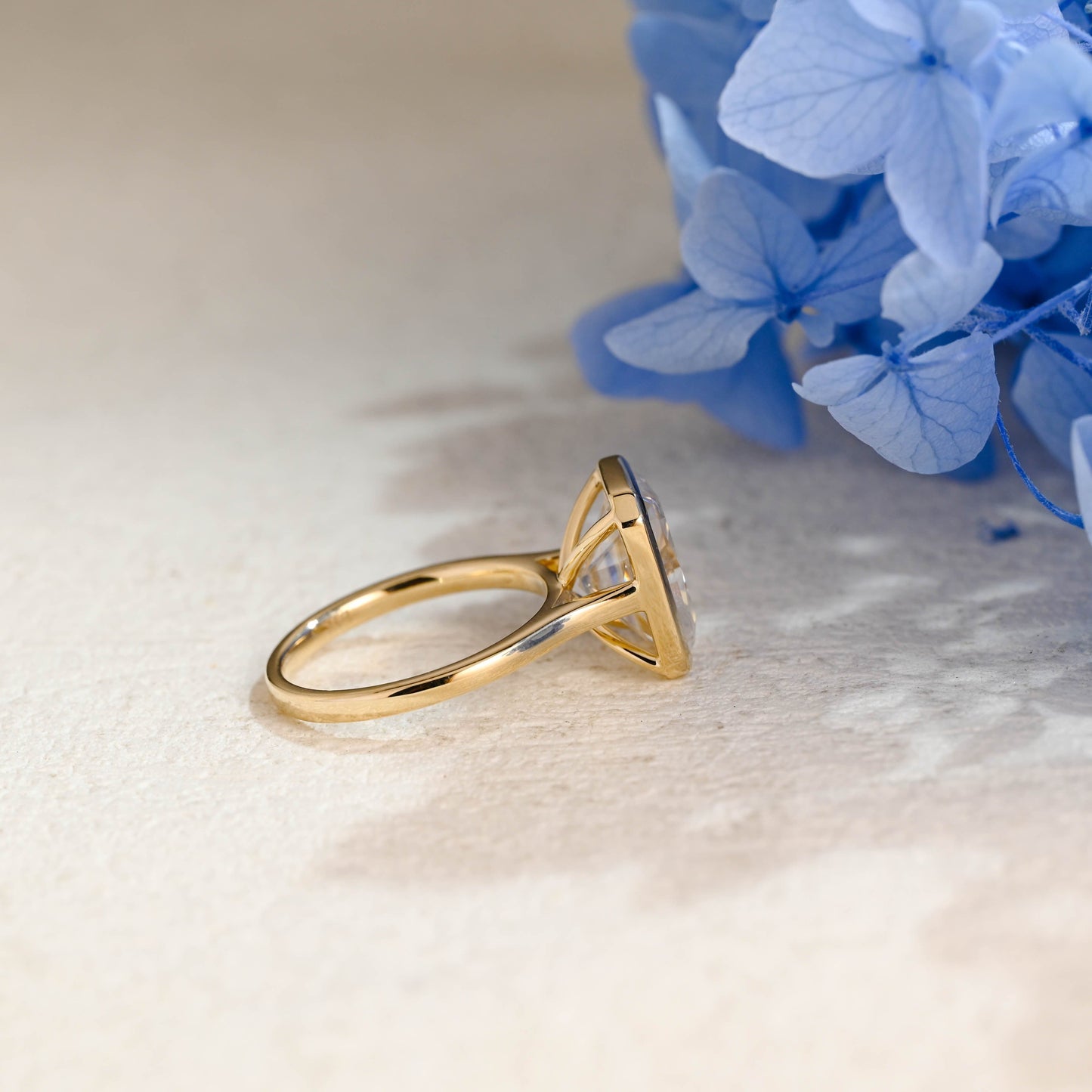 CausYou Radiant Cut Moissanite Engagement Ring Solid Gold Solitaire Bezel Radiant Cut Moissanite Engagement Ring