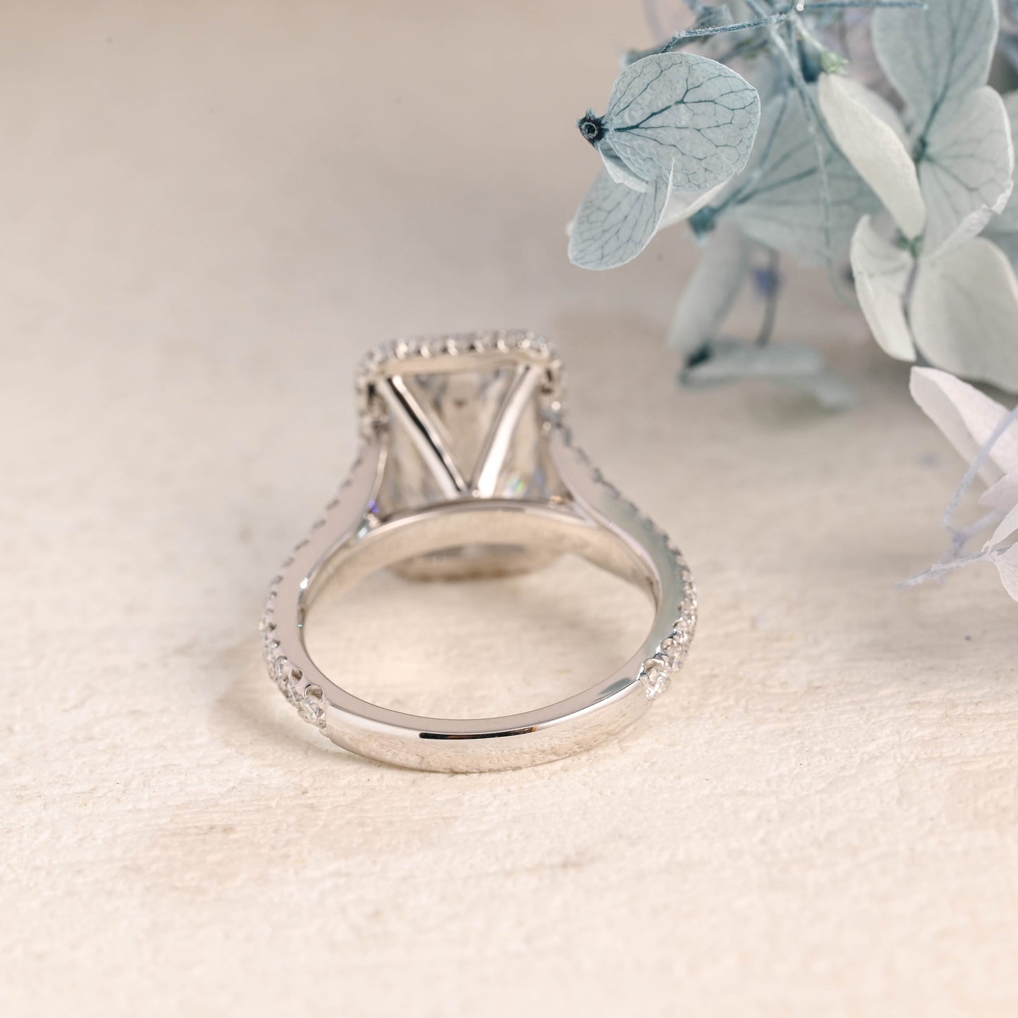 CausYou Radiant Cut Moissanite Engagement Ring Solid Gold Split Shank Radiant Cut Moissanite Engagement Ring