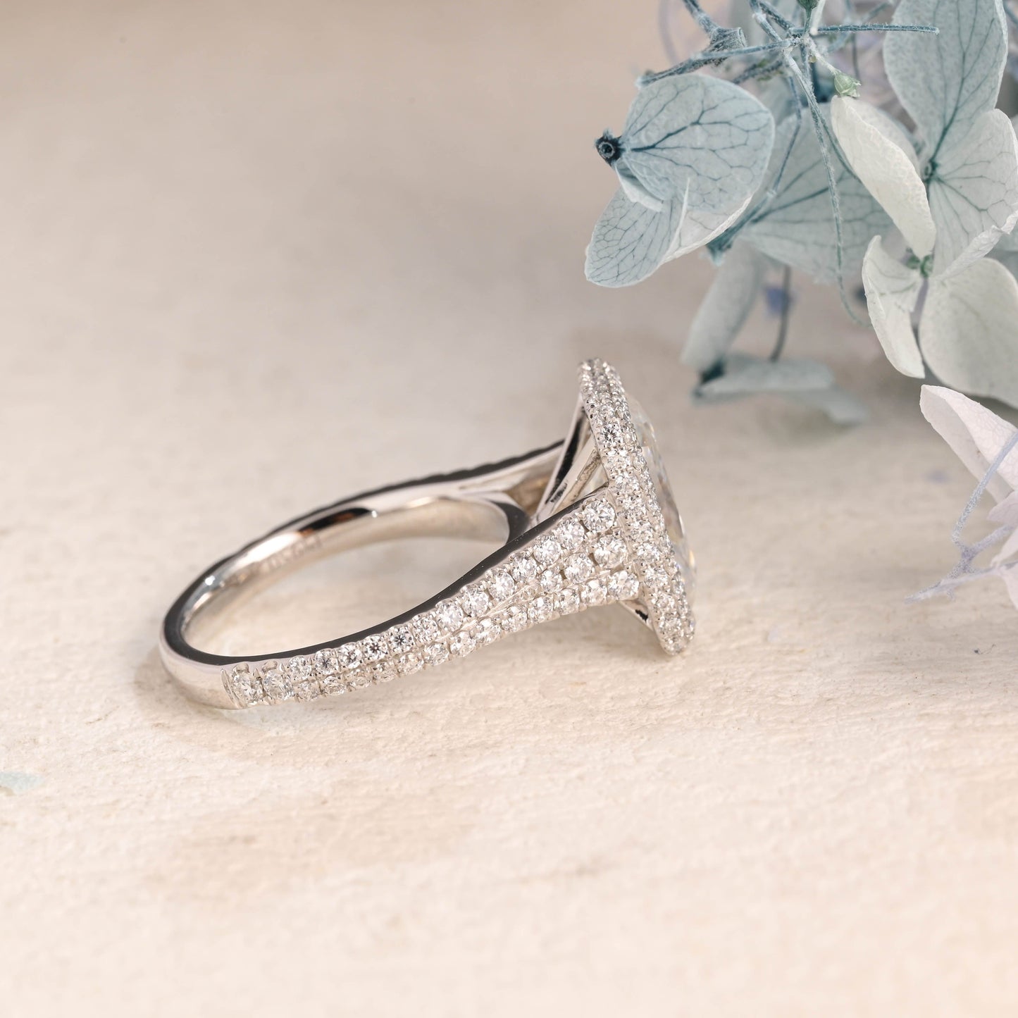 CausYou Radiant Cut Moissanite Engagement Ring Solid Gold Split Shank Radiant Cut Moissanite Engagement Ring