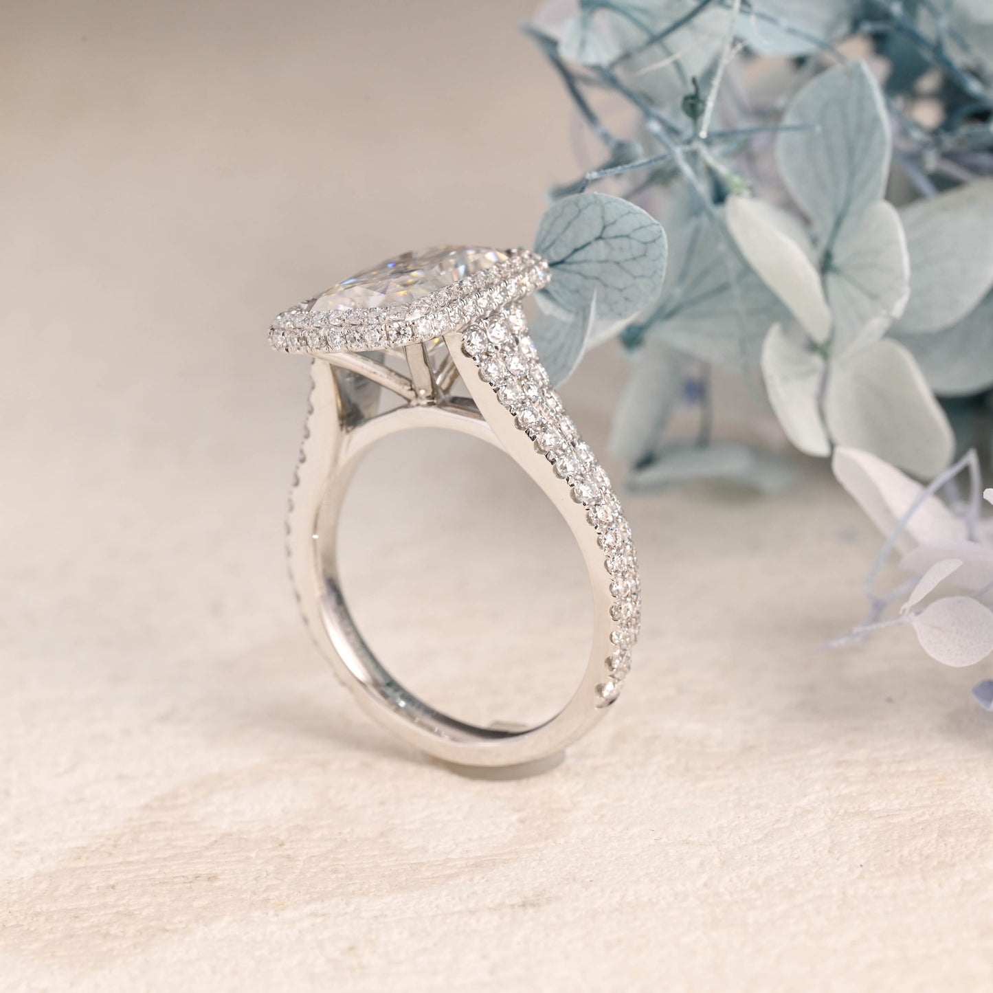 CausYou Radiant Cut Moissanite Engagement Ring Solid Gold Split Shank Radiant Cut Moissanite Engagement Ring