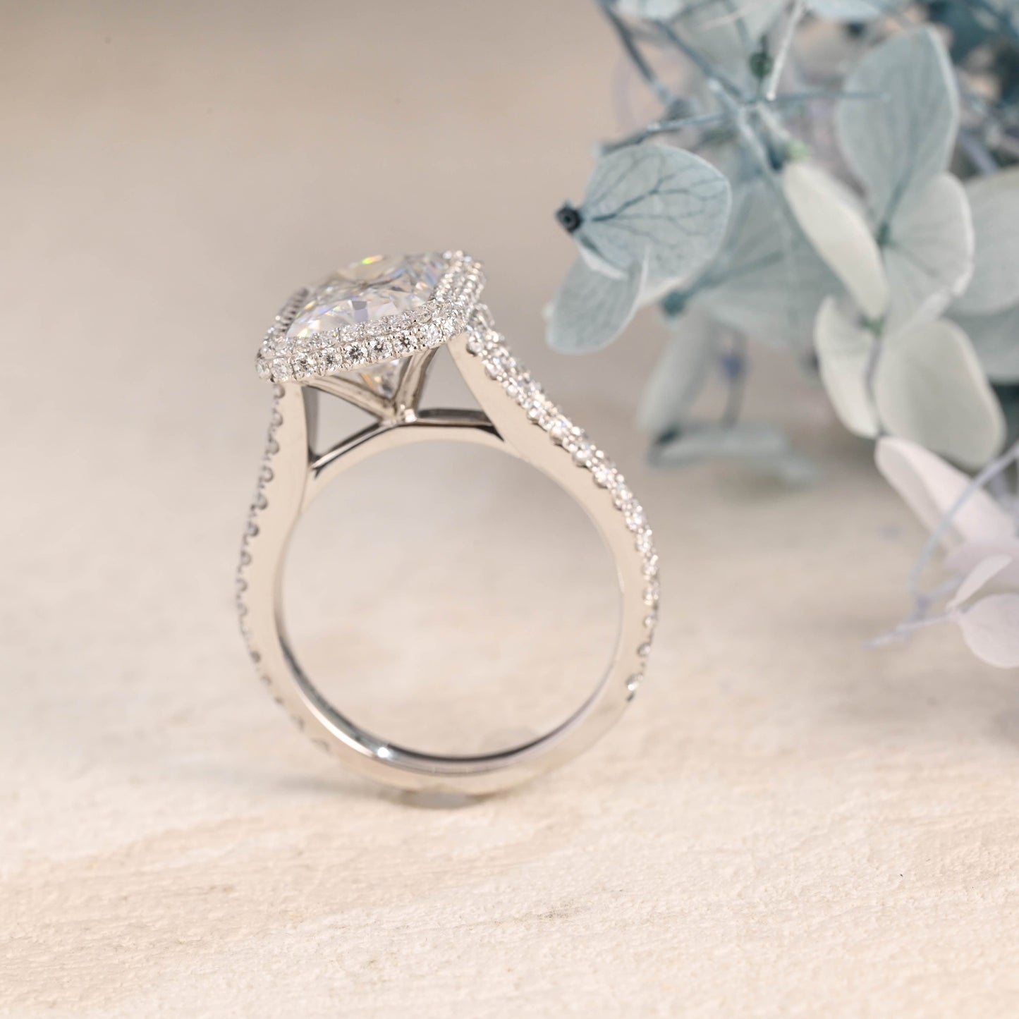 CausYou Radiant Cut Moissanite Engagement Ring Solid Gold Split Shank Radiant Cut Moissanite Engagement Ring