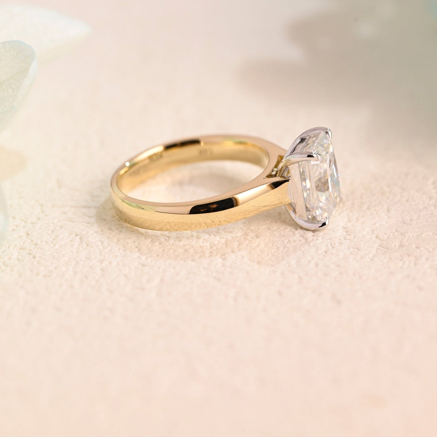 CausYou Radiant Cut Moissanite Engagement Ring Solid Gold Two Tone Radiant Cut Moissanite Engagement Ring