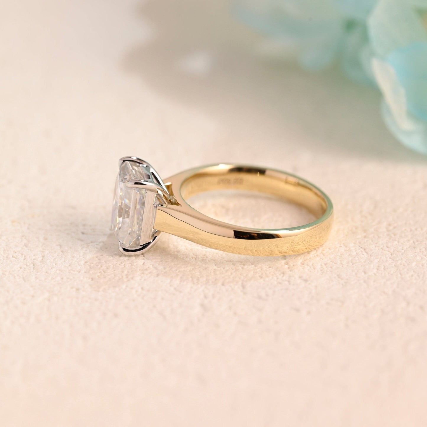 CausYou Radiant Cut Moissanite Engagement Ring Solid Gold Two Tone Radiant Cut Moissanite Engagement Ring