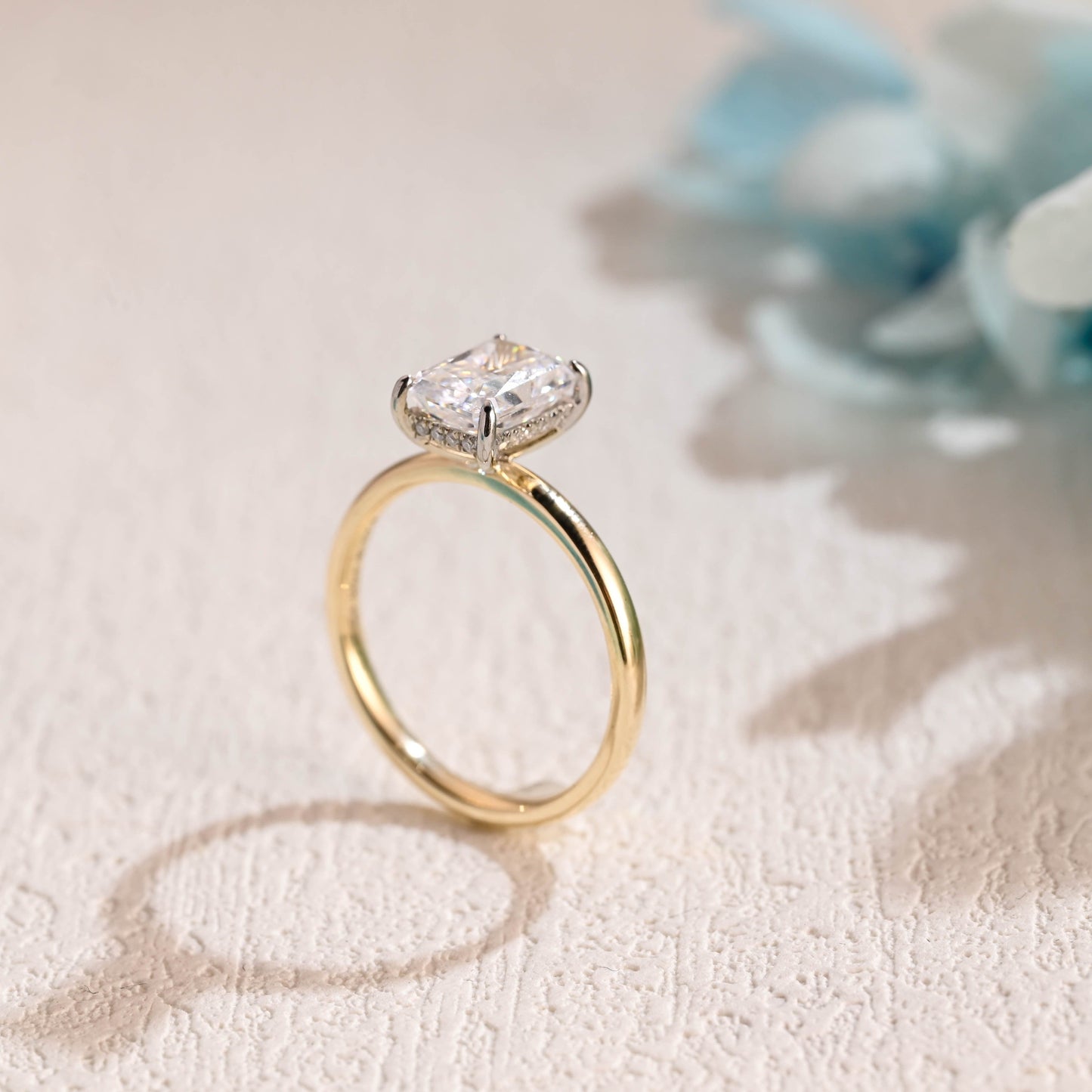 CausYou Radiant Cut Moissanite Engagement Ring Two Tone Crushed Ice Radiant Cut Moissanite Engagement Ring, Promise Ring, Proposal Ring, Gift for Women Wife