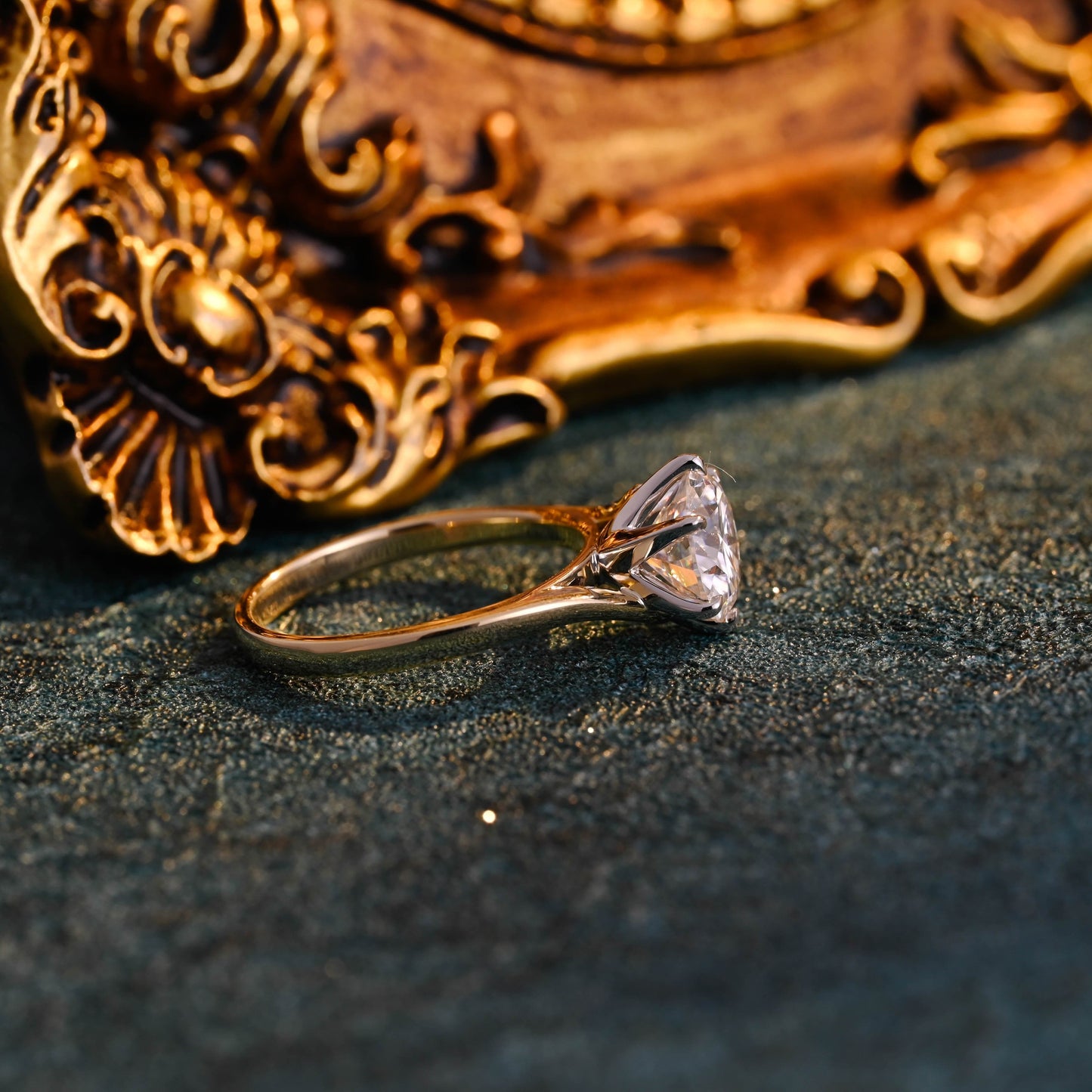 CausYou round cut diamond engagement ring CausYou Solid Gold D/VS1 Bypass Two Tone Round Cut Lab Grown Diamond Engagement Ring