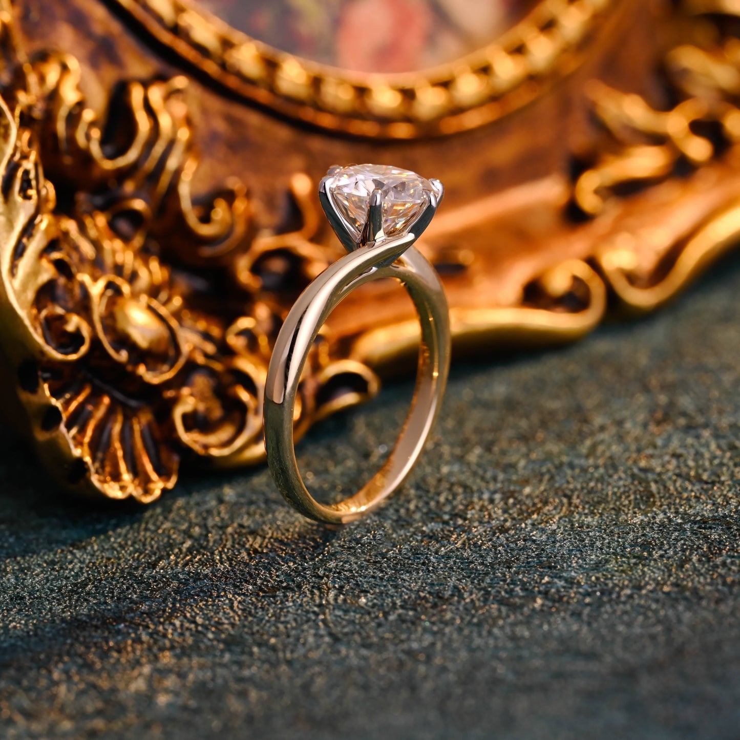CausYou round cut diamond engagement ring CausYou Solid Gold D/VS1 Bypass Two Tone Round Cut Lab Grown Diamond Engagement Ring