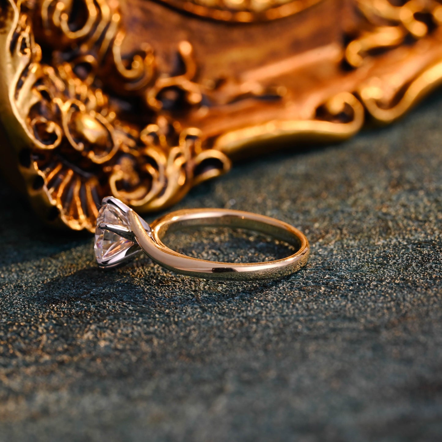 CausYou round cut diamond engagement ring CausYou Solid Gold D/VS1 Bypass Two Tone Round Cut Lab Grown Diamond Engagement Ring
