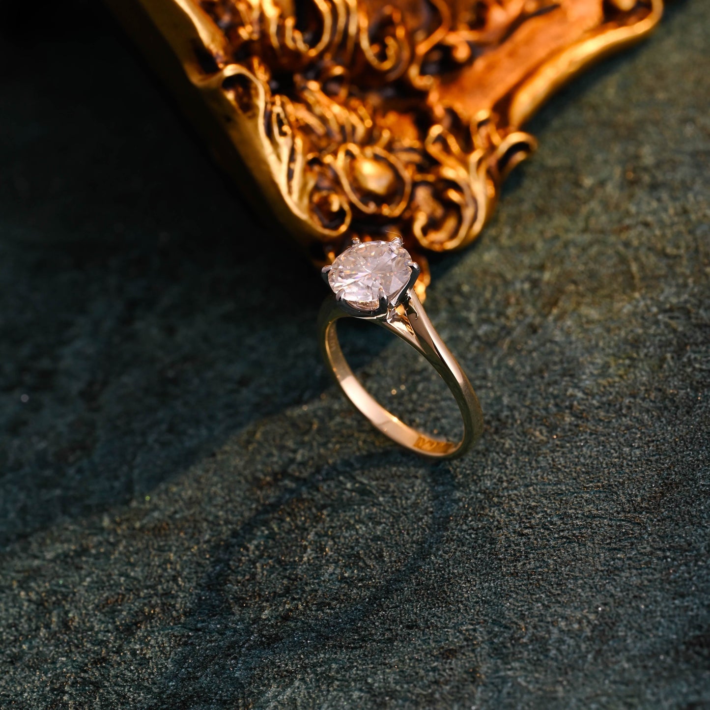 CausYou round cut diamond engagement ring CausYou Solid Gold D/VS1 Bypass Two Tone Round Cut Lab Grown Diamond Engagement Ring