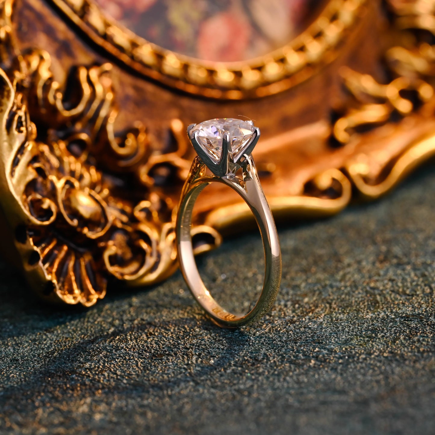 CausYou round cut diamond engagement ring CausYou Solid Gold D/VS1 Bypass Two Tone Round Cut Lab Grown Diamond Engagement Ring