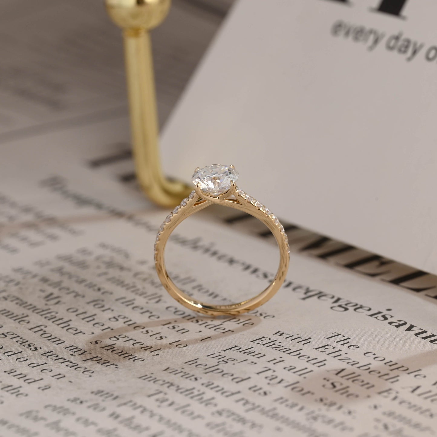 CausYou round cut diamond engagement ring CausYou Solid Gold D/VS1 Half Pave Round Cut Lab Grown Diamond Ring, Engagement Ring, Wedding Promise Ring for Her