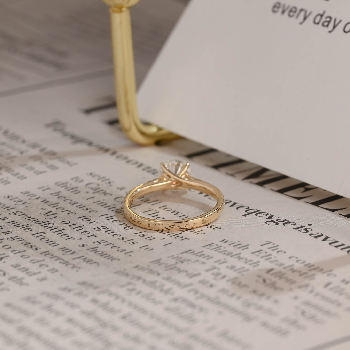 CausYou round cut diamond engagement ring CausYou Solid Gold D/VS1 Half Pave Round Cut Lab Grown Diamond Ring, Engagement Ring, Wedding Promise Ring for Her