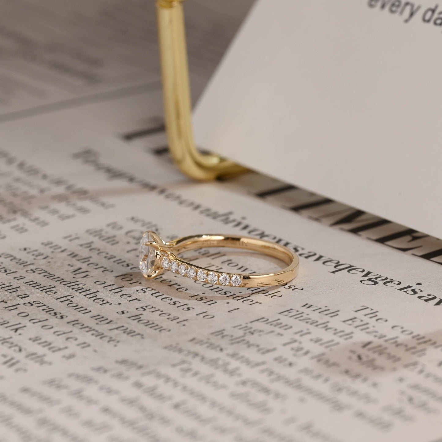 CausYou round cut diamond engagement ring CausYou Solid Gold D/VS1 Half Pave Round Cut Lab Grown Diamond Ring, Engagement Ring, Wedding Promise Ring for Her