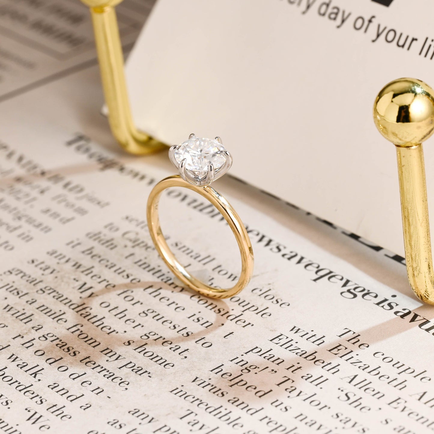 CausYou round cut diamond engagement ring CausYou Solid Gold D/VS1 Two Tone Round Cut Diamond Ring, Lab Grown Diamond Engagement Ring