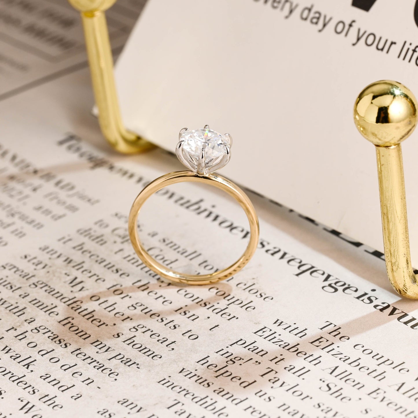 CausYou round cut diamond engagement ring CausYou Solid Gold D/VS1 Two Tone Round Cut Diamond Ring, Lab Grown Diamond Engagement Ring