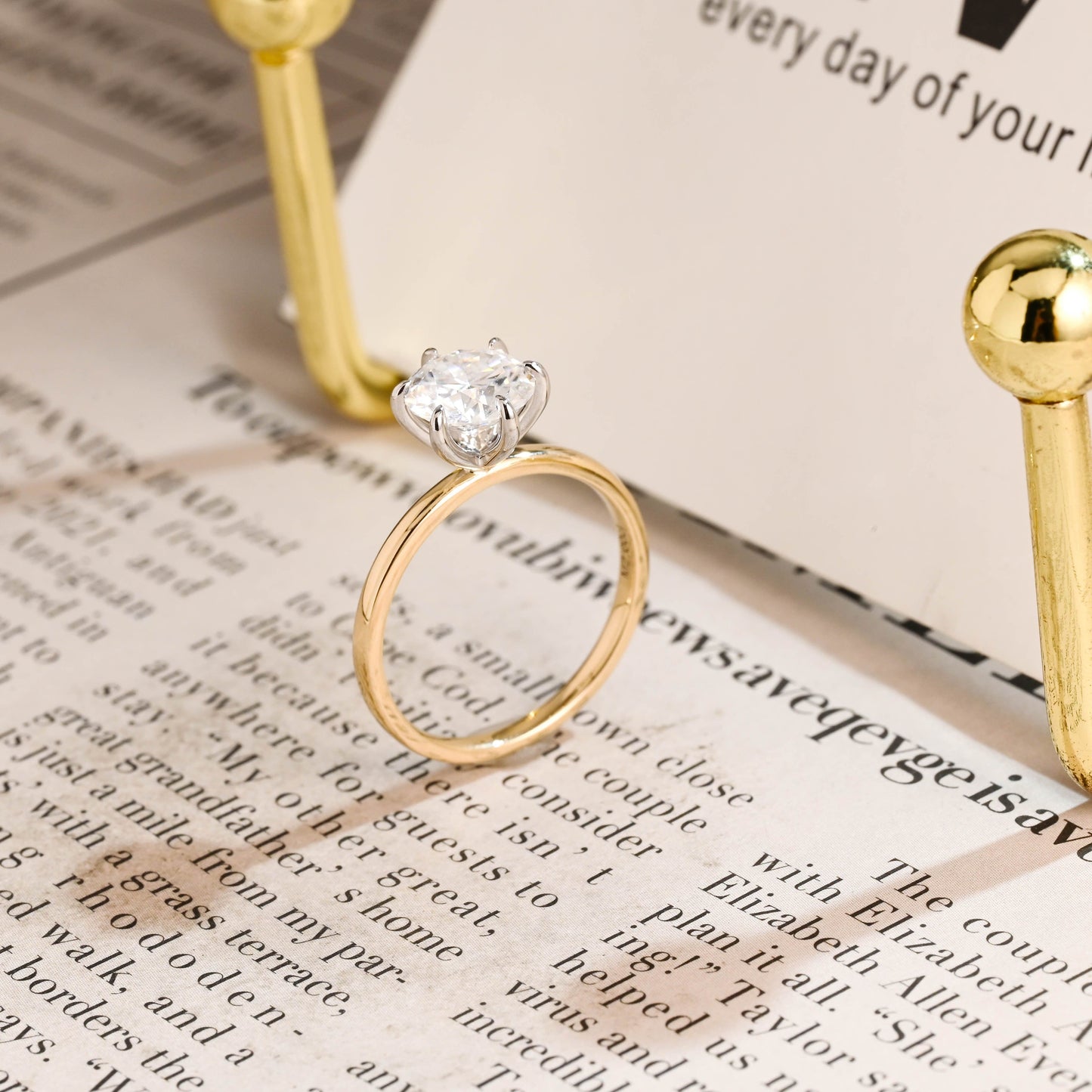 CausYou round cut diamond engagement ring CausYou Solid Gold D/VS1 Two Tone Round Cut Diamond Ring, Lab Grown Diamond Engagement Ring