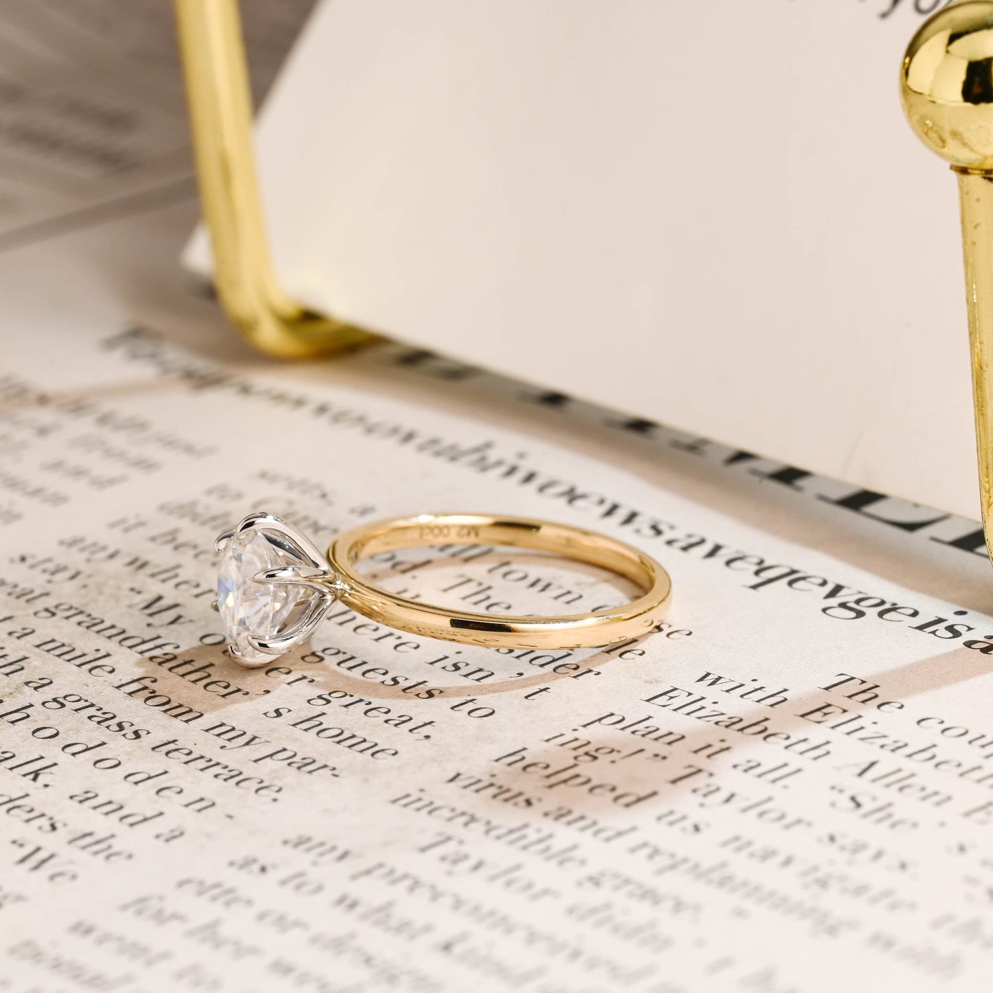 CausYou round cut diamond engagement ring CausYou Solid Gold D/VS1 Two Tone Round Cut Diamond Ring, Lab Grown Diamond Engagement Ring
