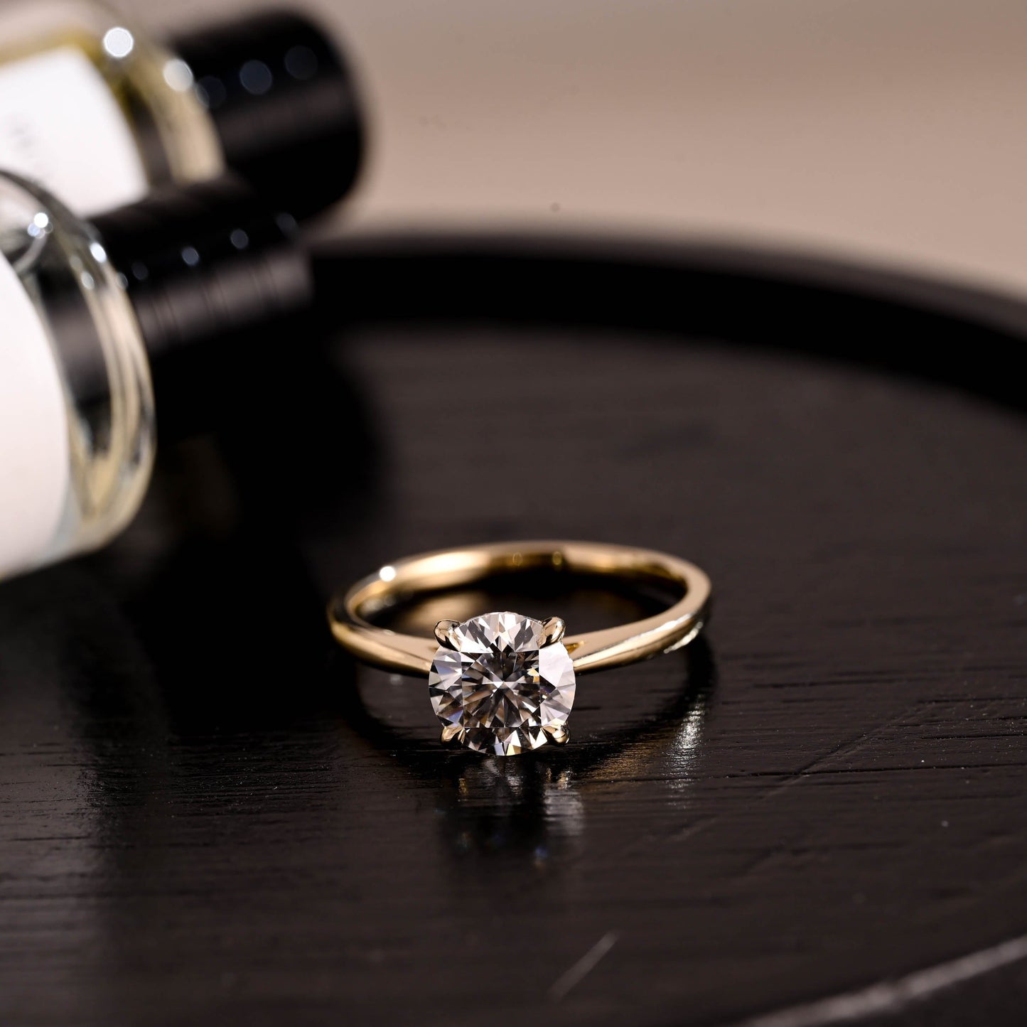 CausYou round cut diamond engagement ring Solid Gold D/VS1 Cathedral Setting Hidden Halo Round Cut Lab Grown Diamond Engagement Ring
