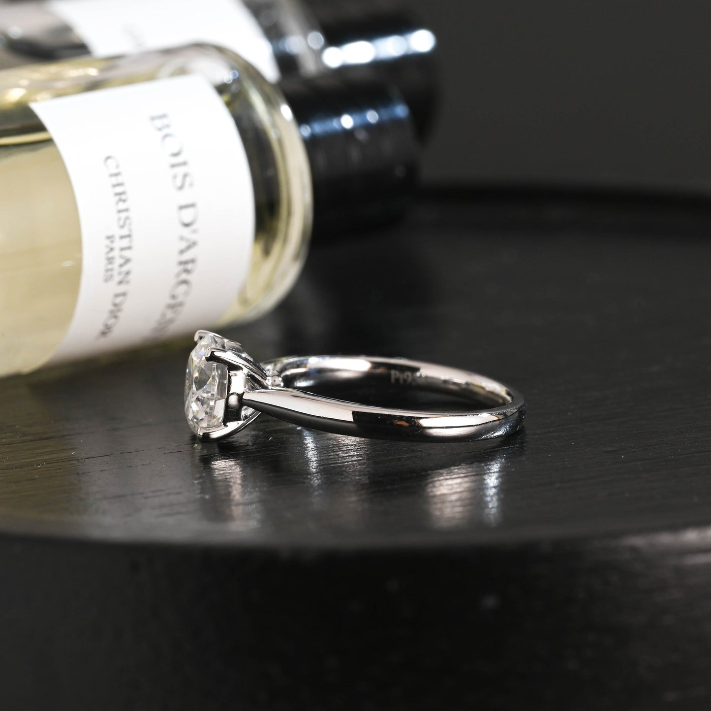 CausYou round cut diamond engagement ring Solid Gold D/VS1 Cathedral Setting Round Cut Lab Grown Diamond Engagement Ring
