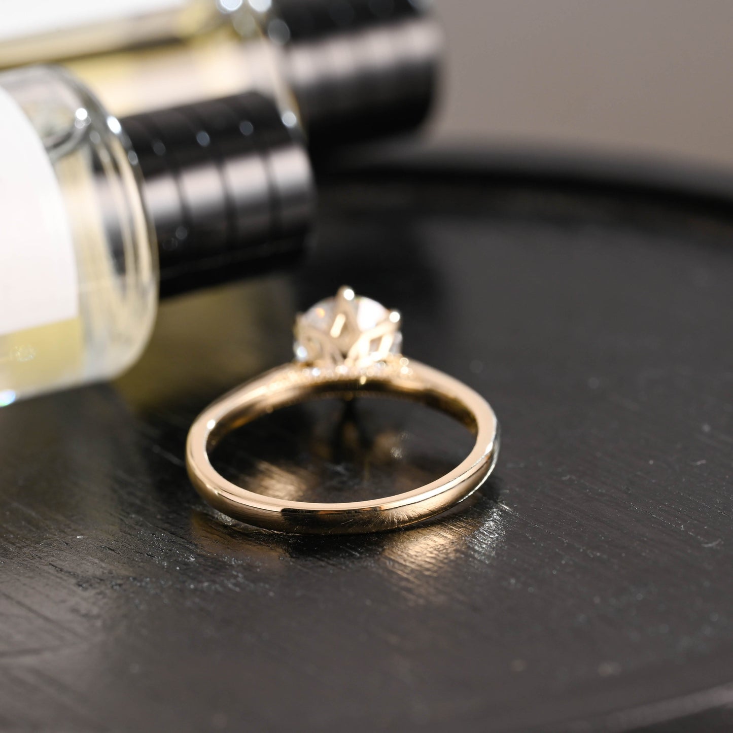 CausYou round cut diamond engagement ring Solid Gold D/VS1 Cathedral Tulip Setting Round Cut Lab Grown Diamond Engagement Ring