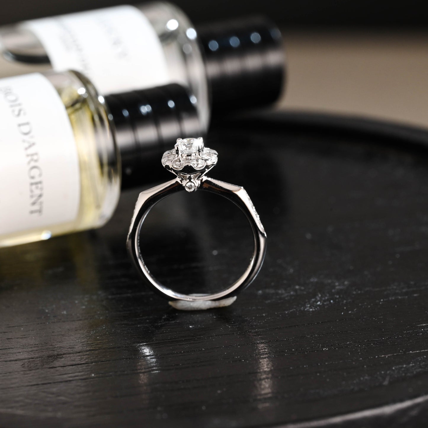 CausYou round cut diamond engagement ring Solid Gold D/VS1 Flower Round Cut Lab Grown Diamond Engagement Ring