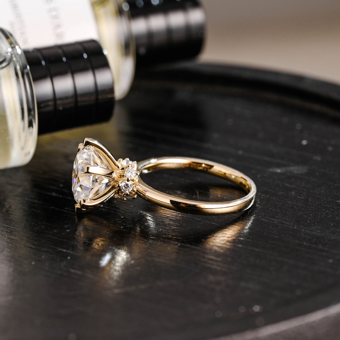 CausYou round cut diamond engagement ring Solid Gold D/VS1 Hidden Halo Round Cut Lab Grown Diamond Engagement Ring