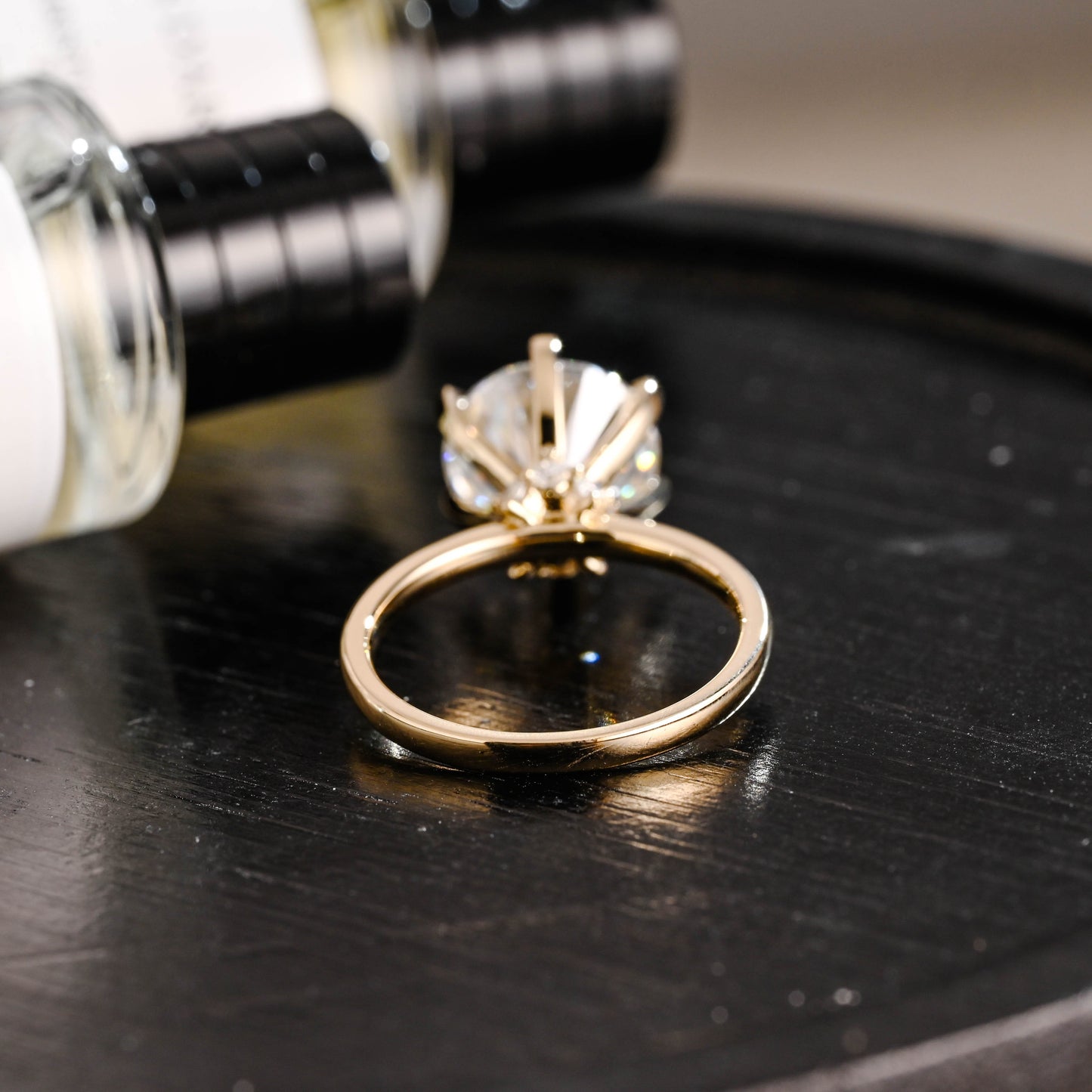 CausYou round cut diamond engagement ring Solid Gold D/VS1 Hidden Halo Round Cut Lab Grown Diamond Engagement Ring