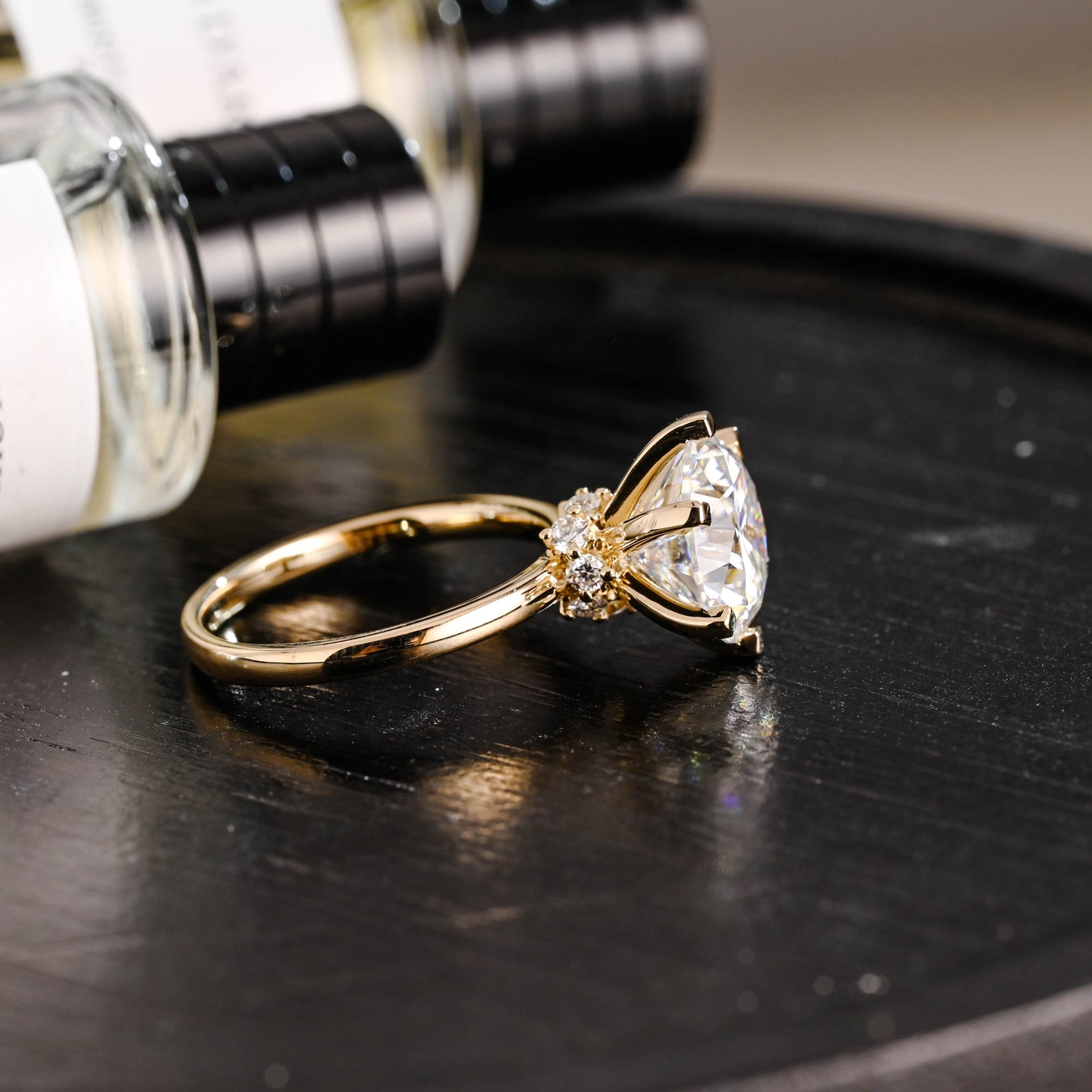 CausYou round cut diamond engagement ring Solid Gold D/VS1 Hidden Halo Round Cut Lab Grown Diamond Engagement Ring