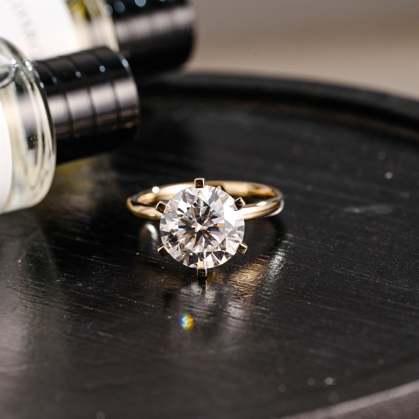 CausYou round cut diamond engagement ring Solid Gold D/VS1 Hidden Halo Round Cut Lab Grown Diamond Engagement Ring