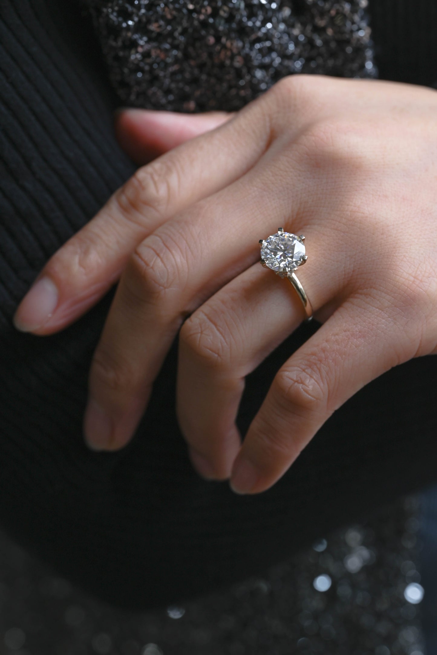 CausYou round cut diamond engagement ring Solid Gold D/VS1 Hidden Halo Round Cut Lab Grown Diamond Engagement Ring