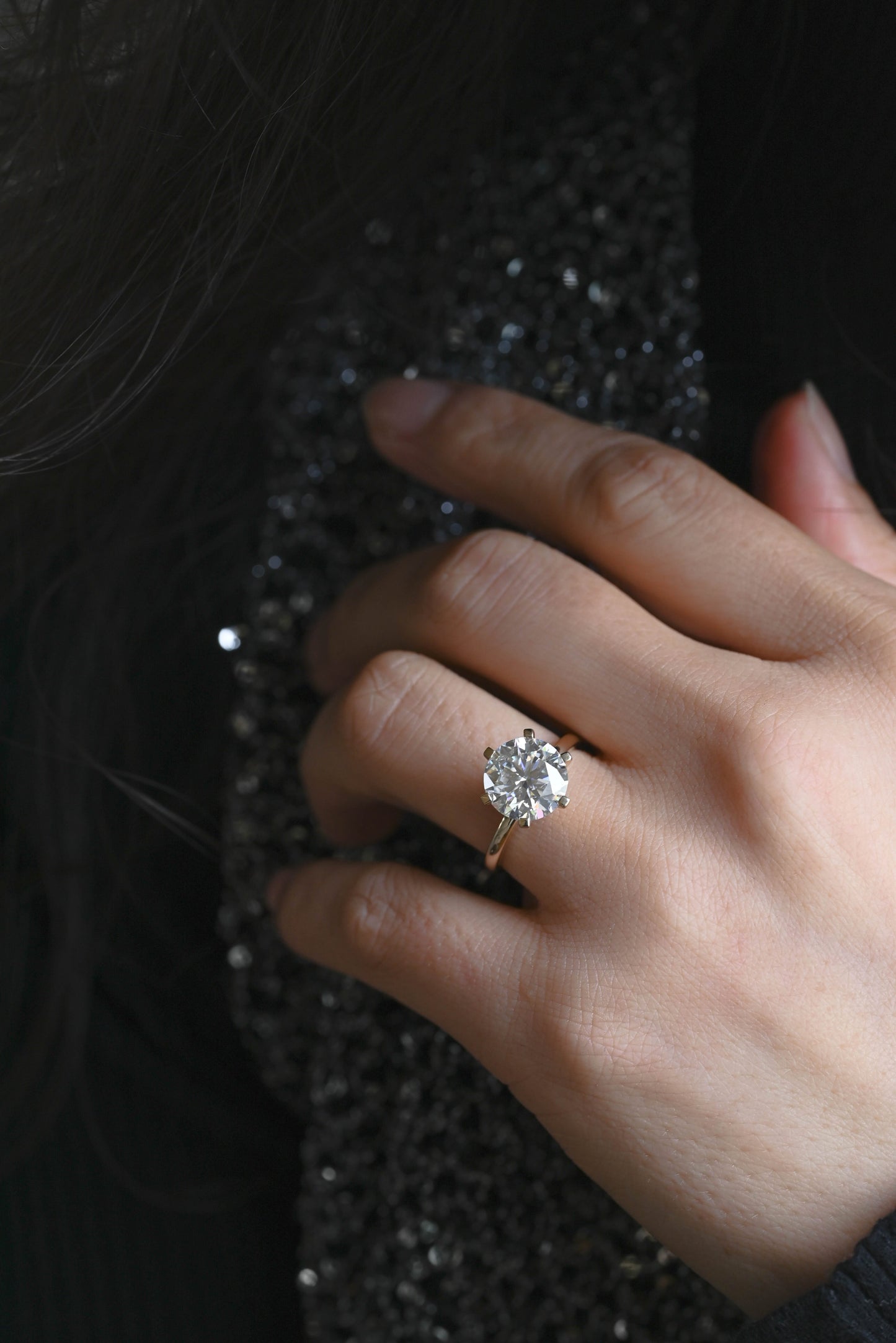 CausYou round cut diamond engagement ring Solid Gold D/VS1 Hidden Halo Round Cut Lab Grown Diamond Engagement Ring