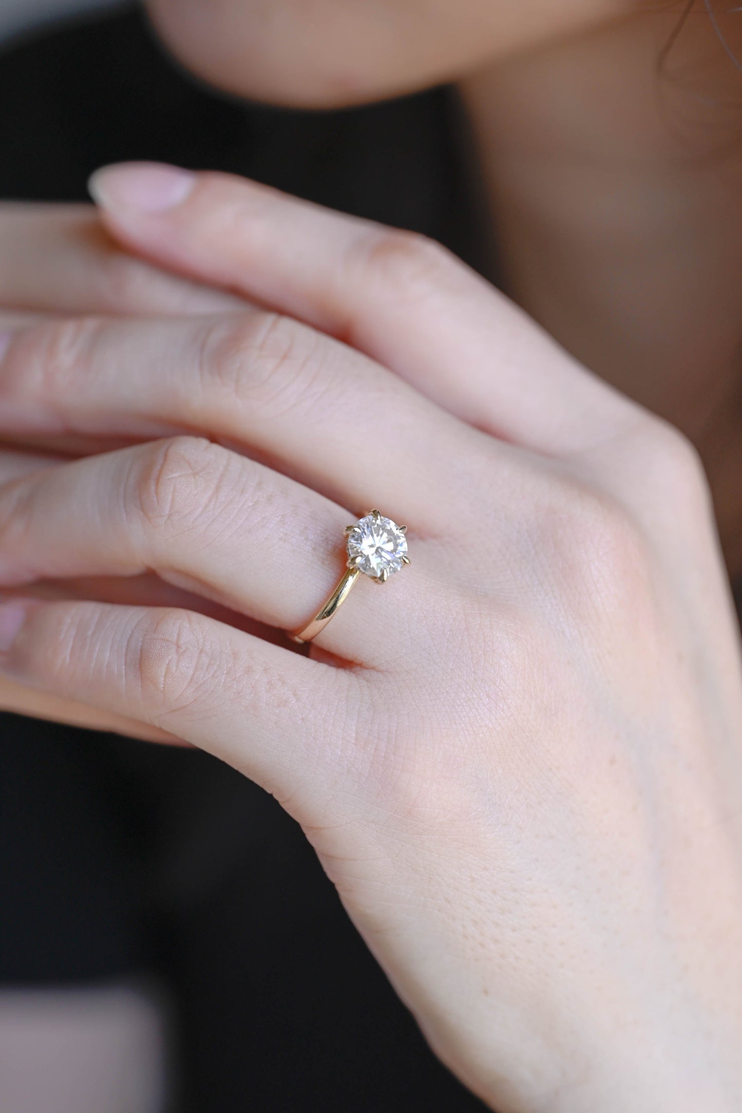 CausYou round cut diamond engagement ring Solid Gold D/VS1 Hidden Halo Round Cut Lab Grown Diamond Engagement Ring