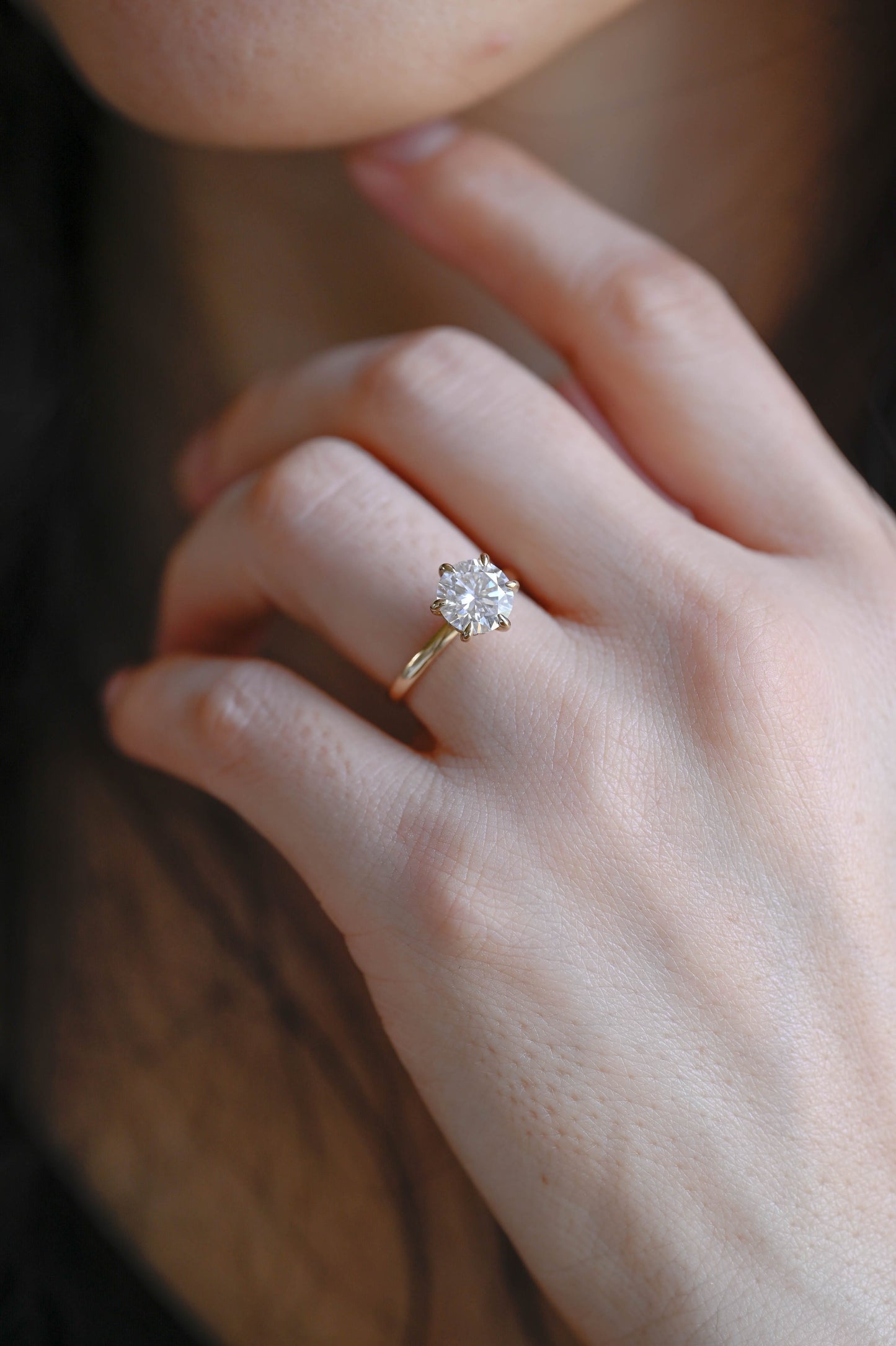 CausYou round cut diamond engagement ring Solid Gold D/VS1 Hidden Halo Round Cut Lab Grown Diamond Engagement Ring
