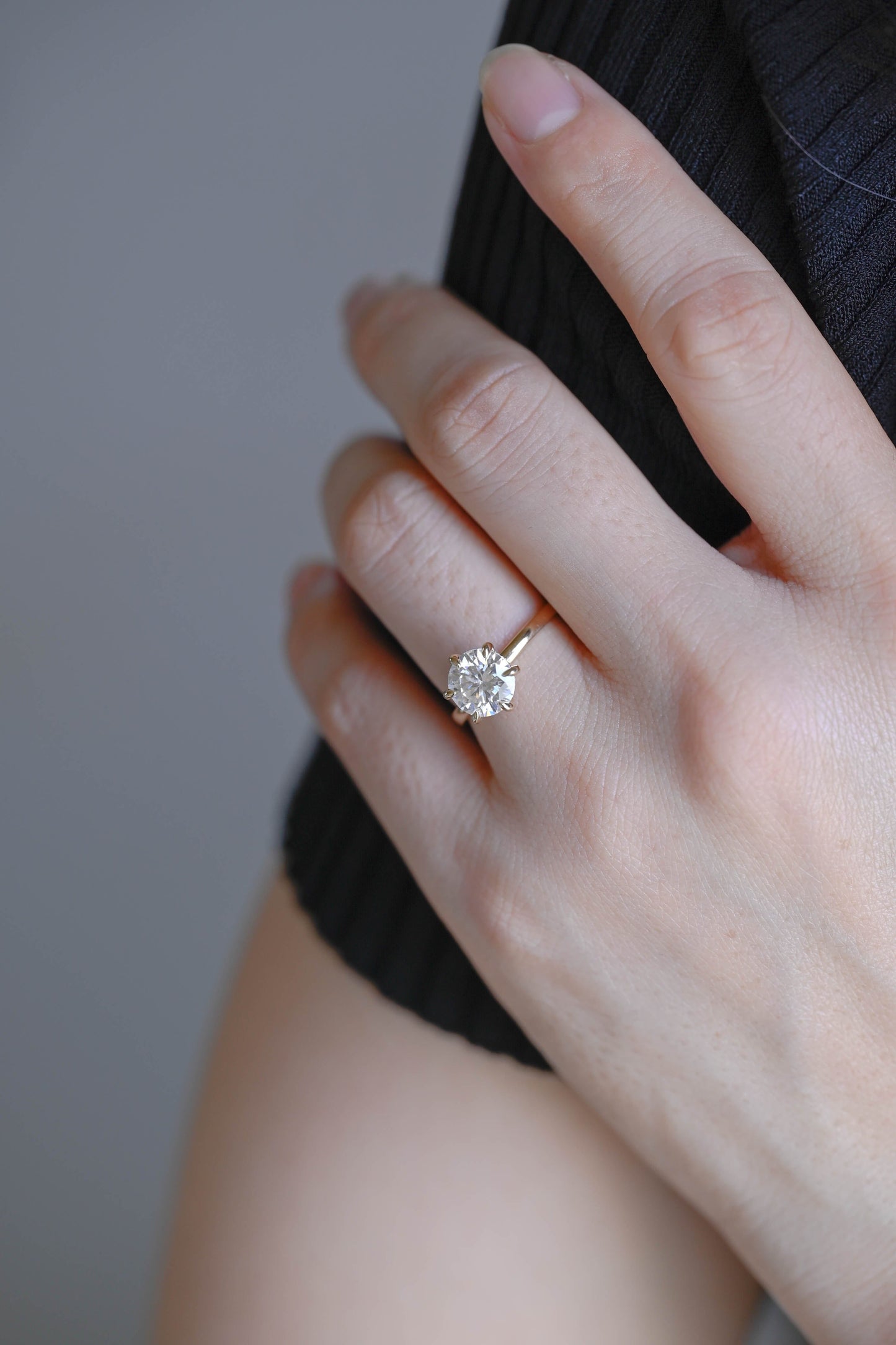 CausYou round cut diamond engagement ring Solid Gold D/VS1 Hidden Halo Round Cut Lab Grown Diamond Engagement Ring