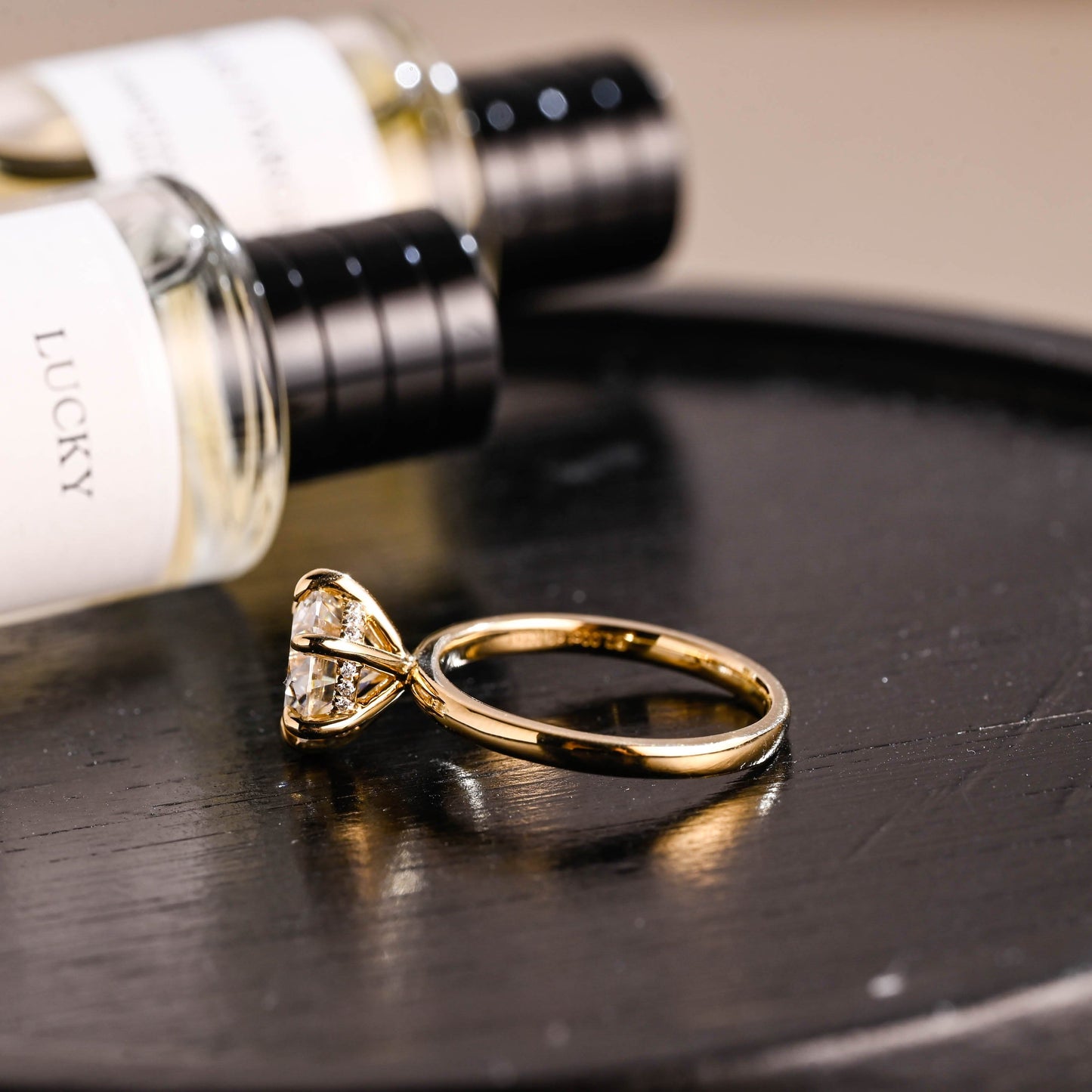 CausYou round cut diamond engagement ring Solid Gold D/VS1 Hidden Halo Round Cut Lab Grown Diamond Engagement Ring