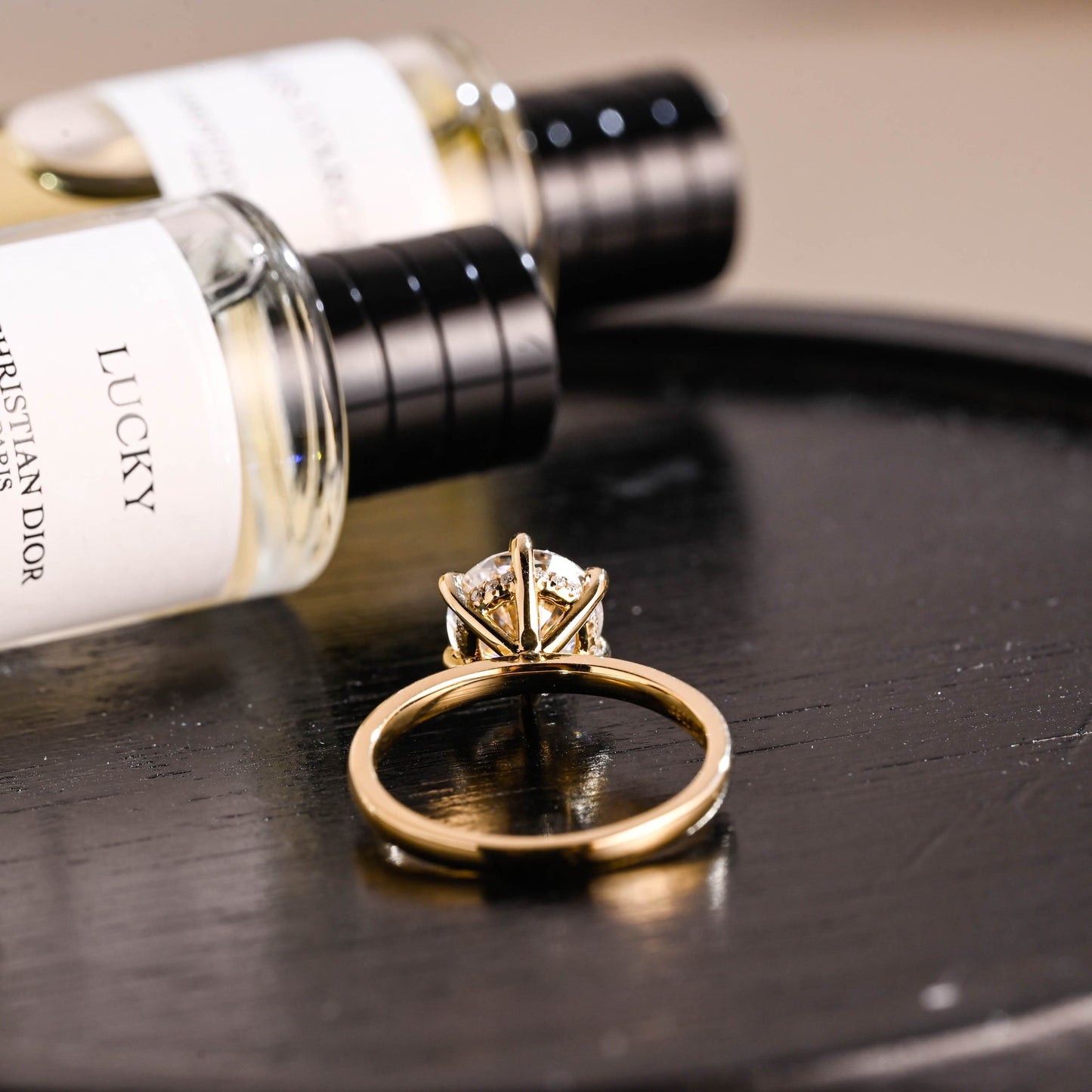 CausYou round cut diamond engagement ring Solid Gold D/VS1 Hidden Halo Round Cut Lab Grown Diamond Engagement Ring