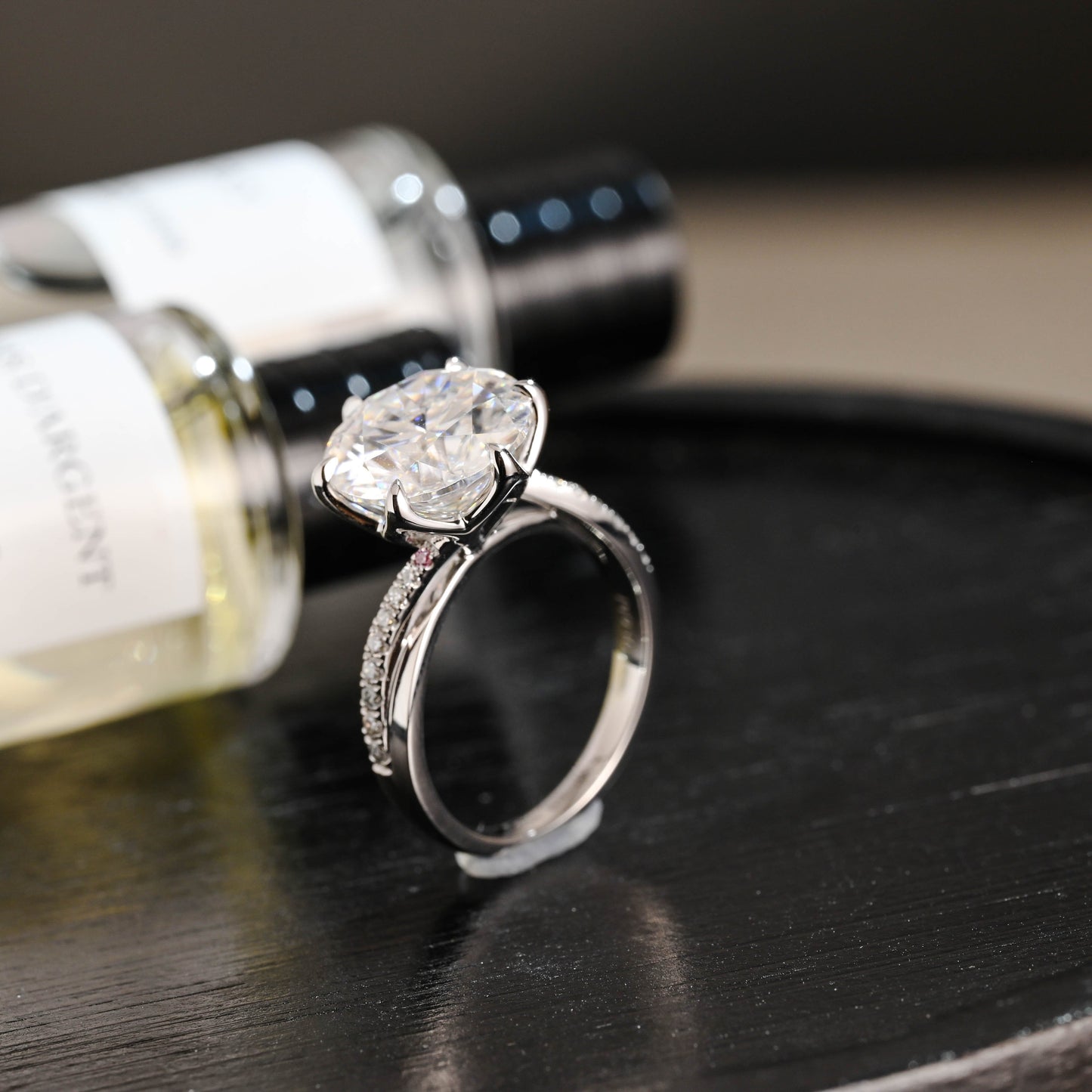 CausYou round cut diamond engagement ring Solid Gold D/VS1 Tulip Setting Half Pave Twisted Band Round Cut Lab Grown Engagement Diamond Ring