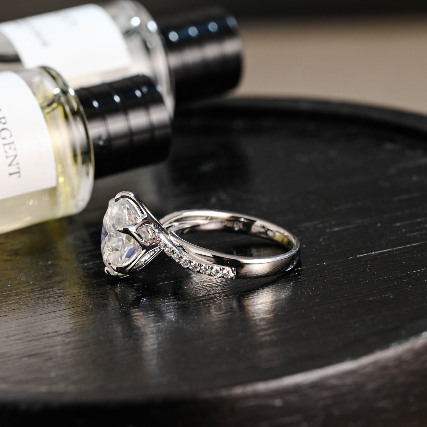 CausYou round cut diamond engagement ring Solid Gold D/VS1 Tulip Setting Half Pave Twisted Band Round Cut Lab Grown Engagement Diamond Ring
