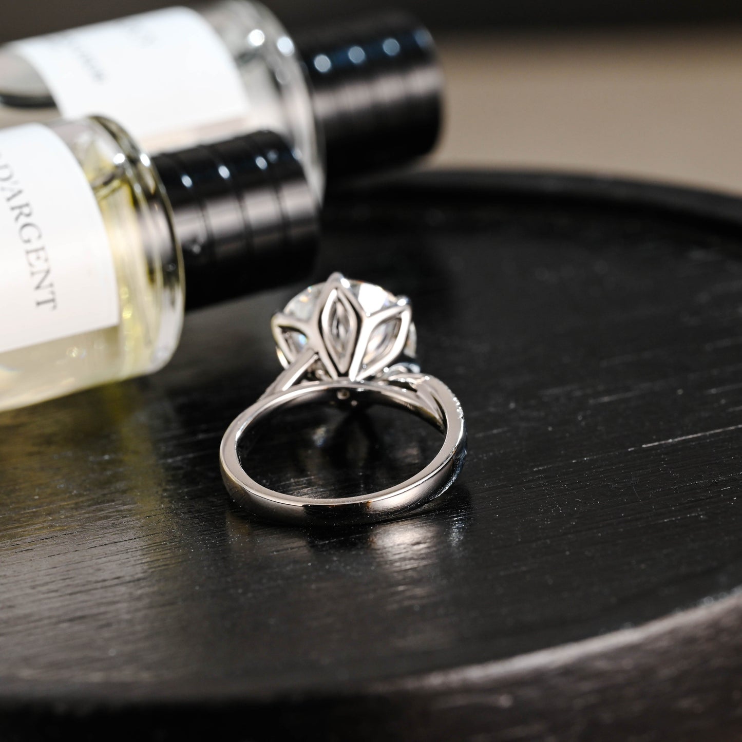 CausYou round cut diamond engagement ring Solid Gold D/VS1 Tulip Setting Half Pave Twisted Band Round Cut Lab Grown Engagement Diamond Ring